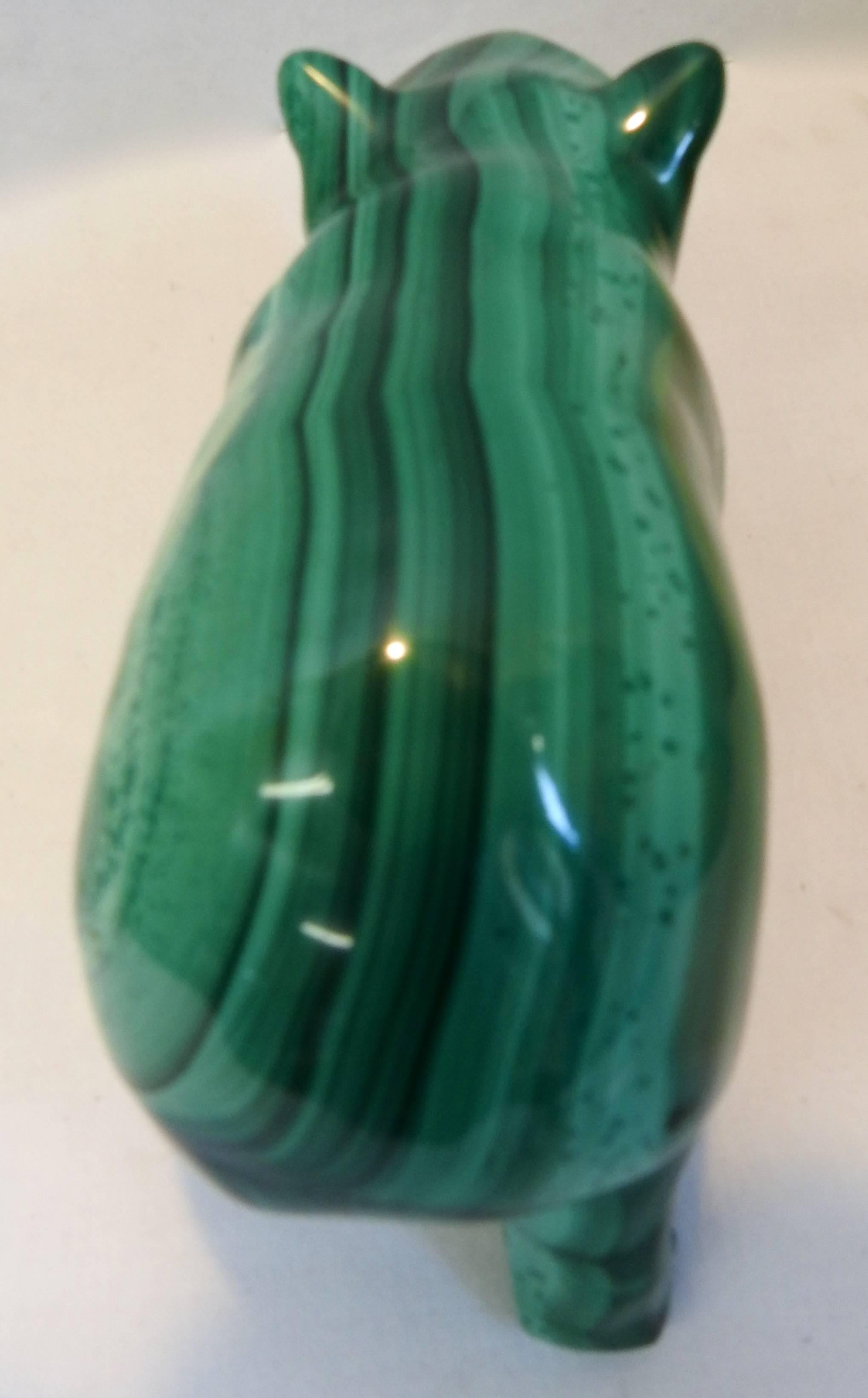 Hand-Carved Malachite Carving in the Form of a Bear Midcentury For Sale