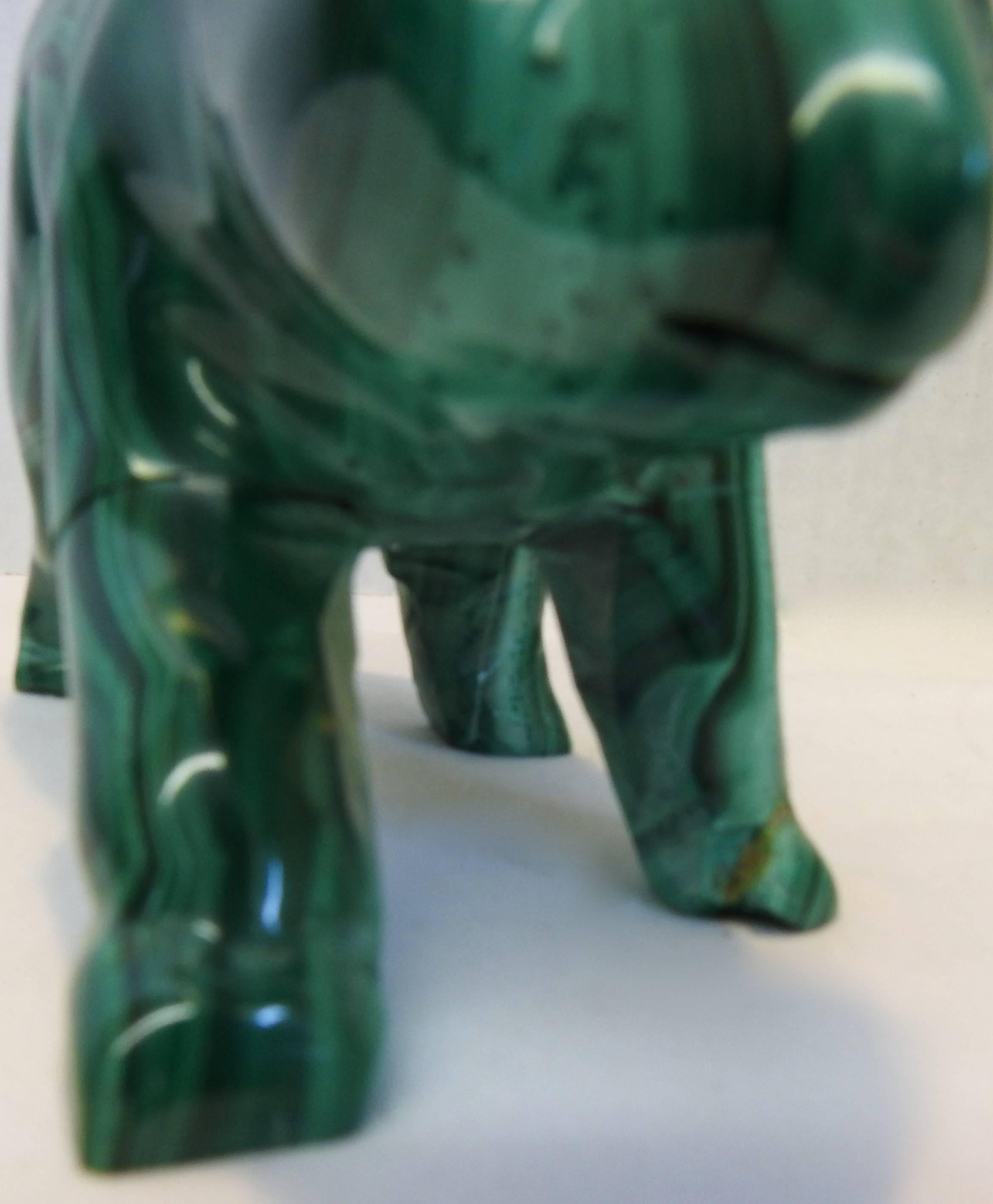 Mid-Century Modern Malachite Carving in the Form of a Bear Midcentury For Sale