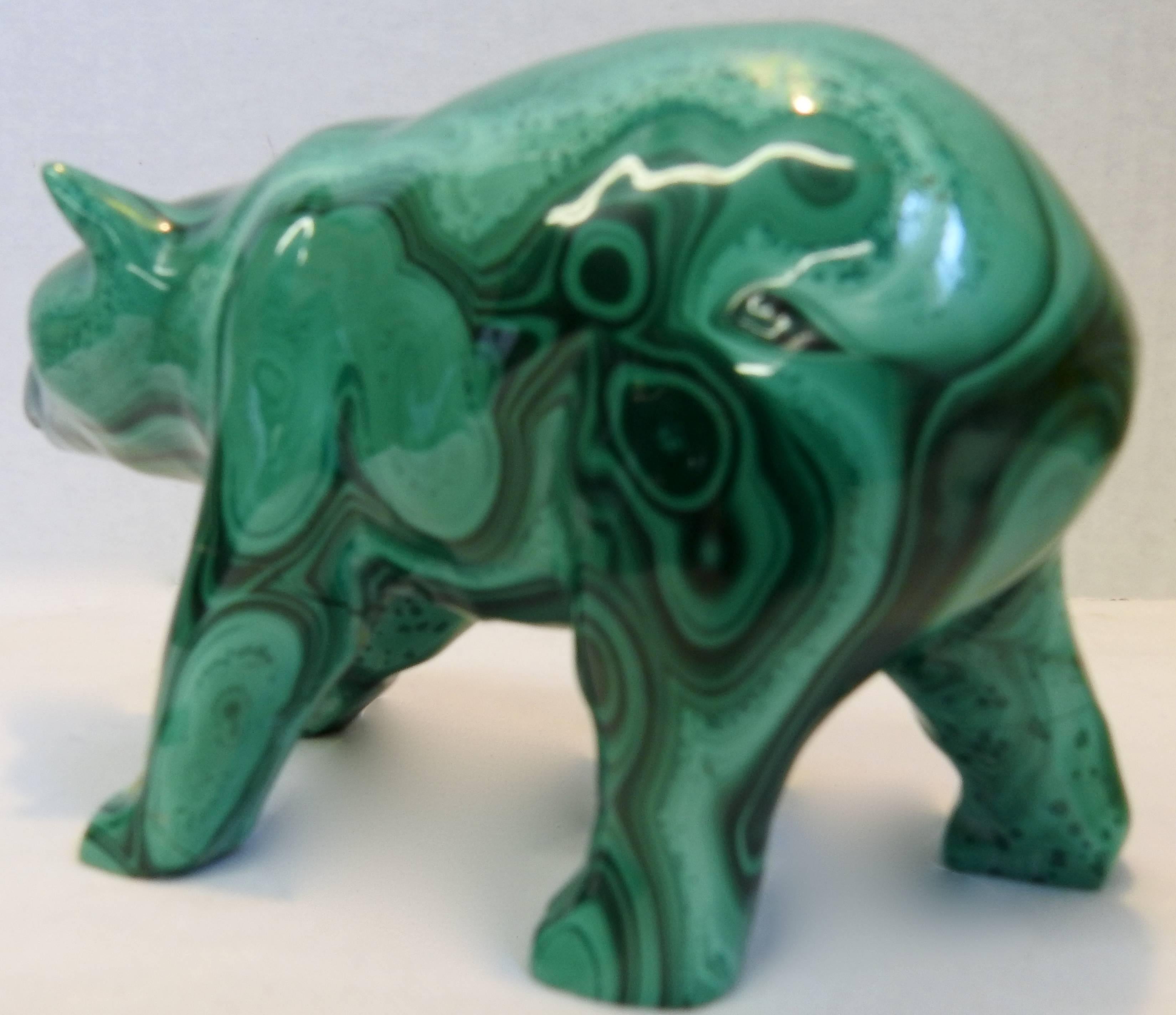 Zambian Malachite Carving in the Form of a Bear Midcentury For Sale