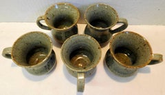 Stoneware Mugs Hand Thrown Set of 5