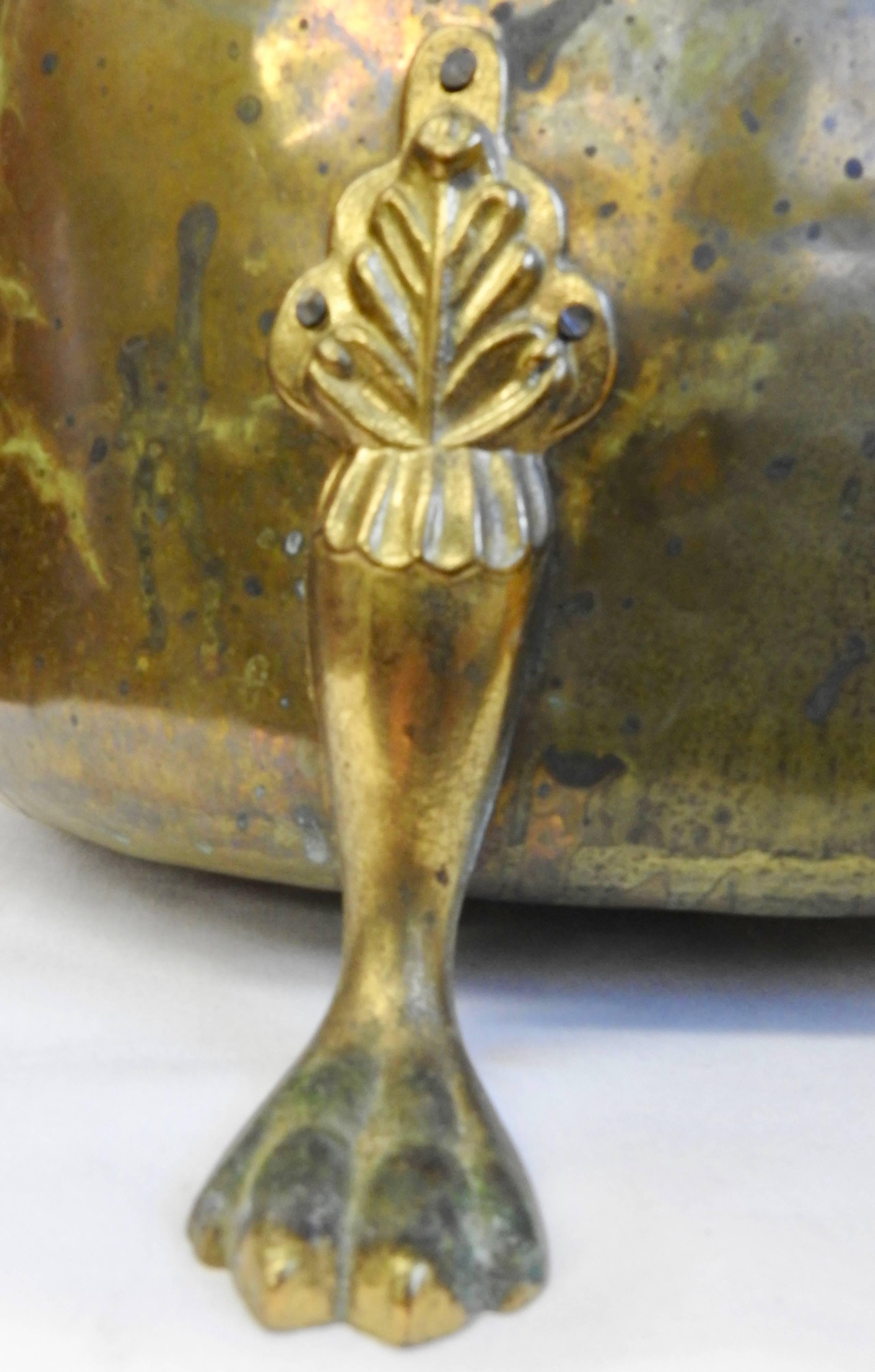 Mid-Century Modern Midcentury Footed Brass Fire Bucket