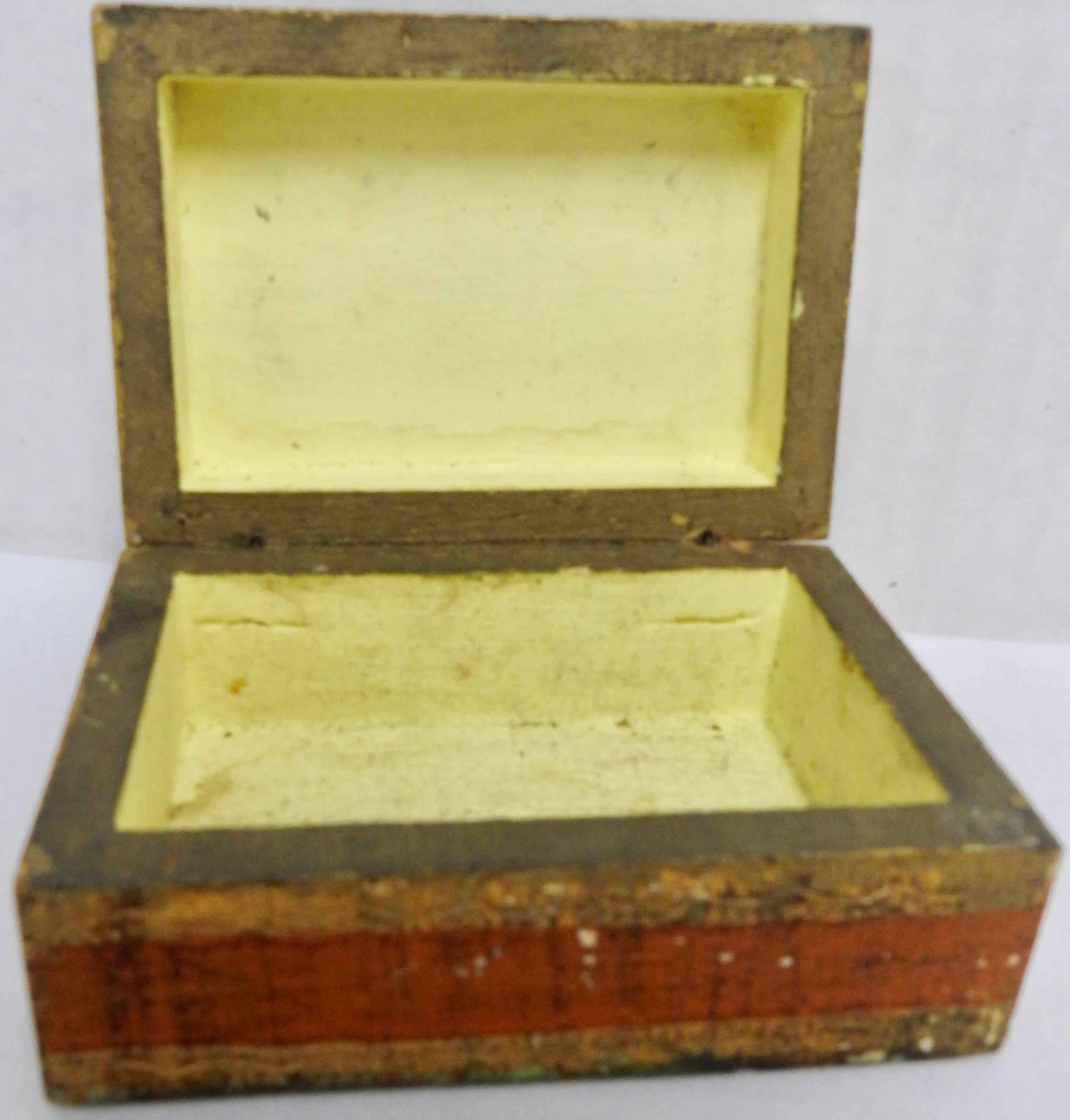 Hand-Carved Italian Florentine Box with Orange and Giltwood For Sale