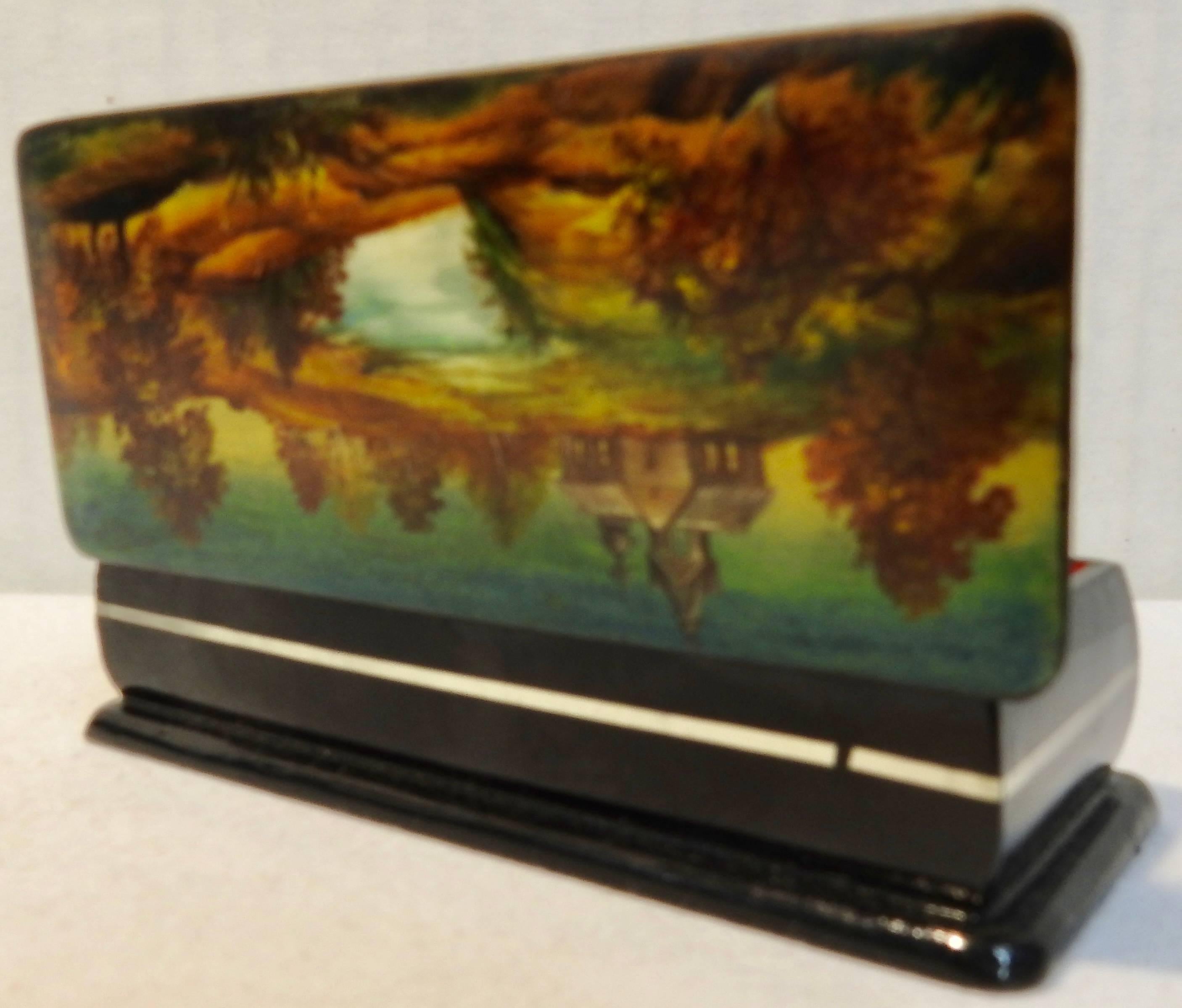Hand-Crafted Russian Lacquer Box Hand Painted For Sale