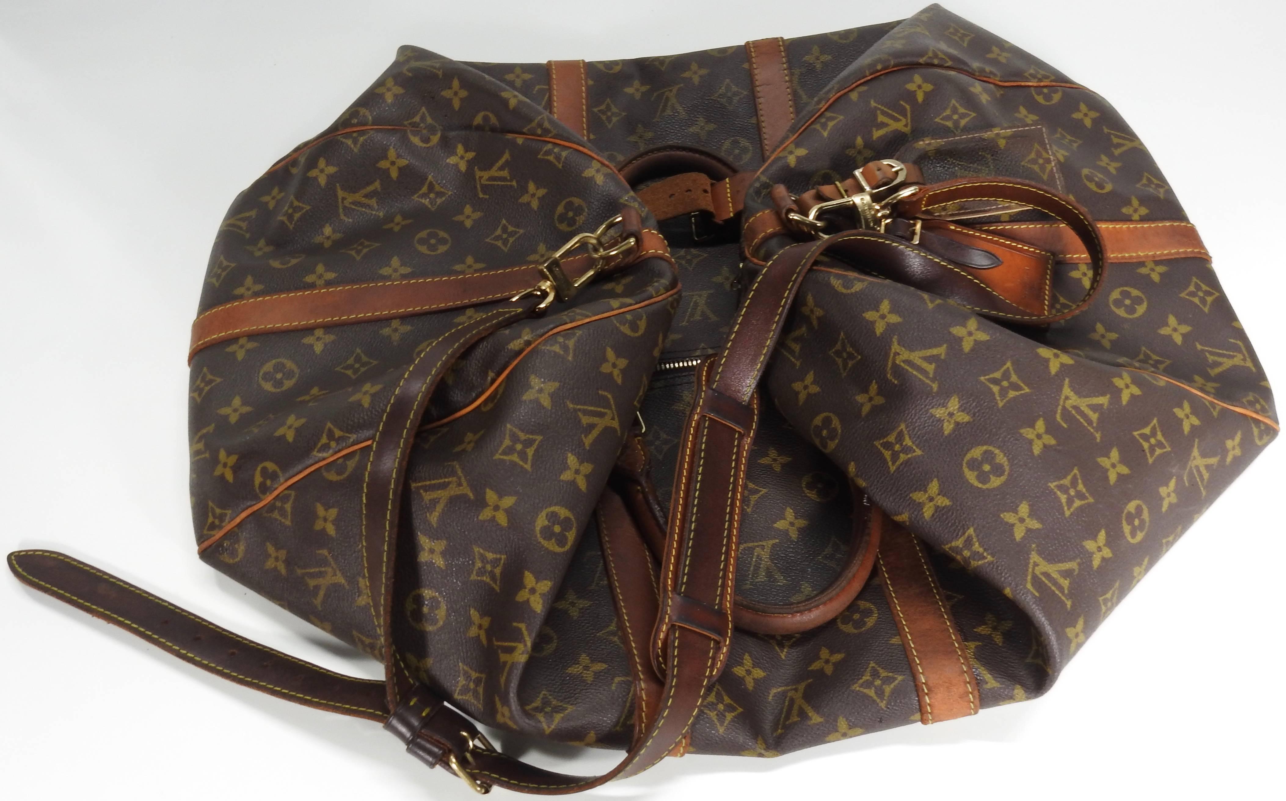 American Louis Vuitton Classic Keepall Leather Monogram Travel Bag For Sale