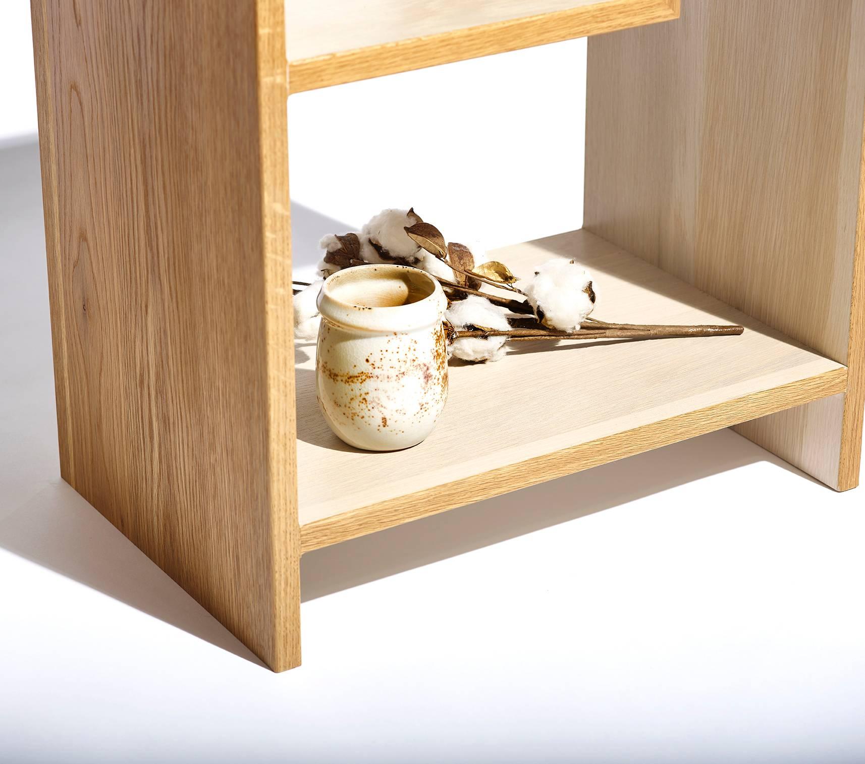 American Pocket Side Table in Natural and Bone White Oak For Sale