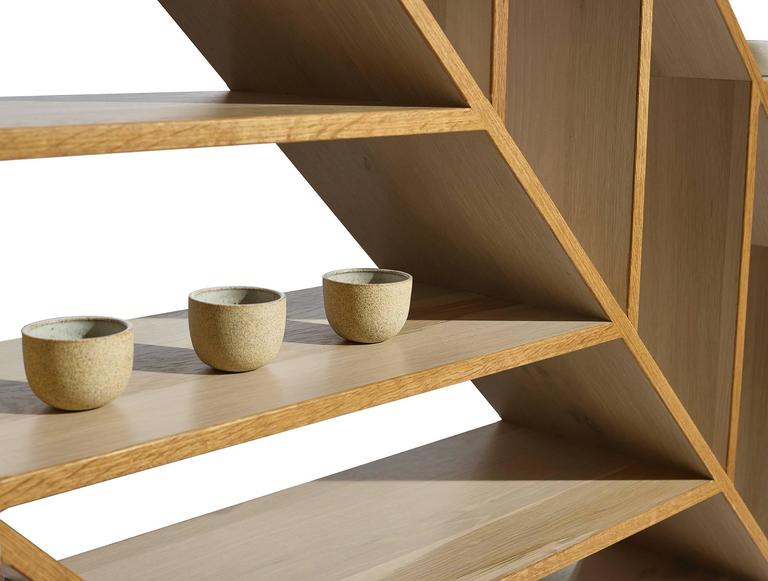 Leaf White Oak Room Divider and Display Shelving in Natural and Bone