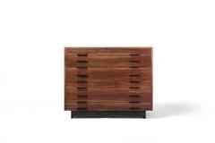 Modern Flat File Cabinet in Solid Claro Walnut Ebony and Blackened Steel