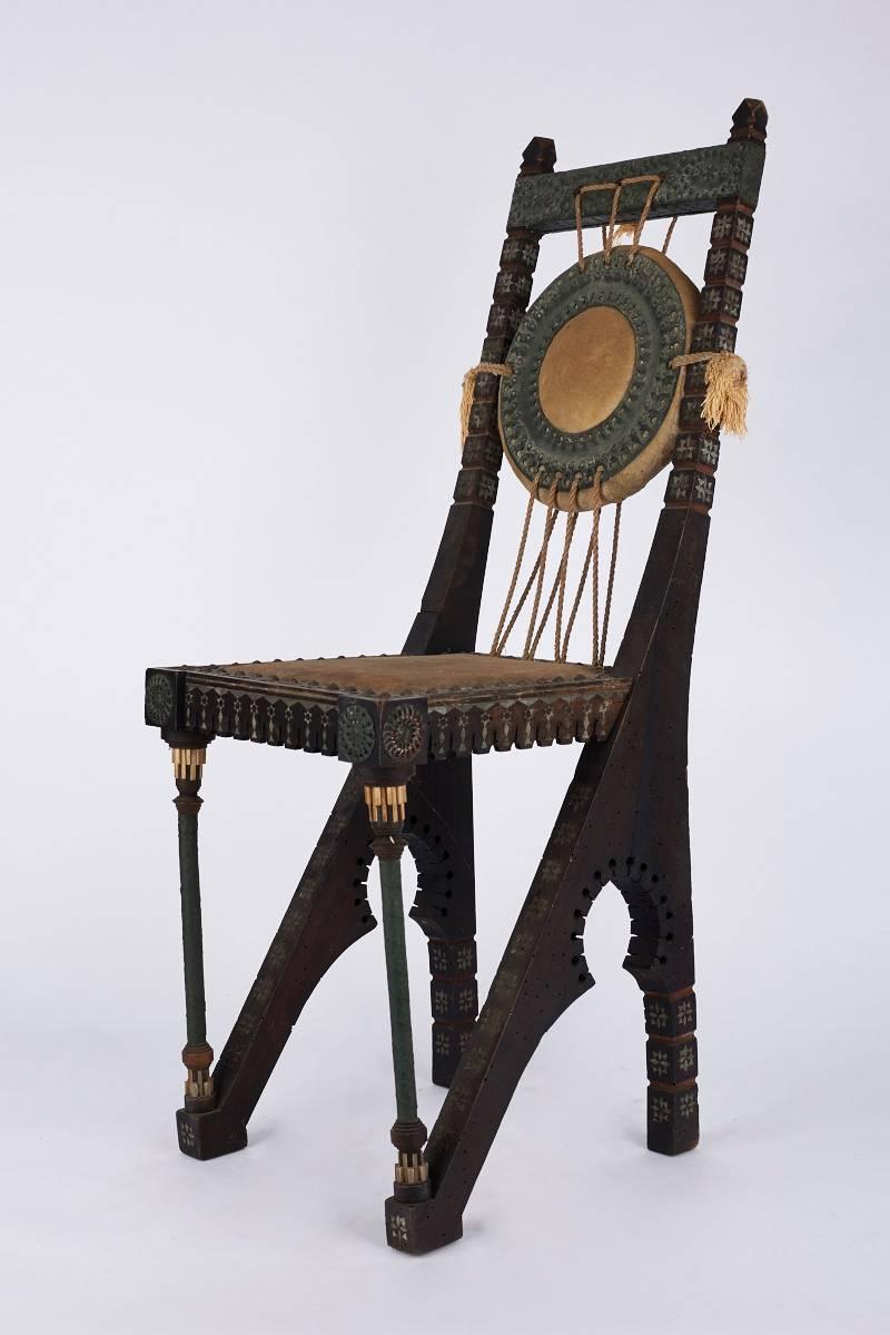 Early 20th Century Italian Wooden Chair by Carlo Bugatti In Good Condition For Sale In Notting Hill, GB