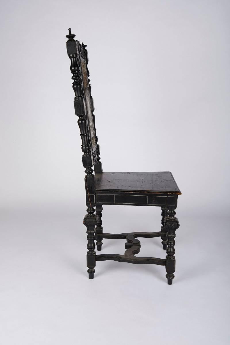 18th Century and Earlier Venusian Style Italian 18th Century Bone Inlay Chair