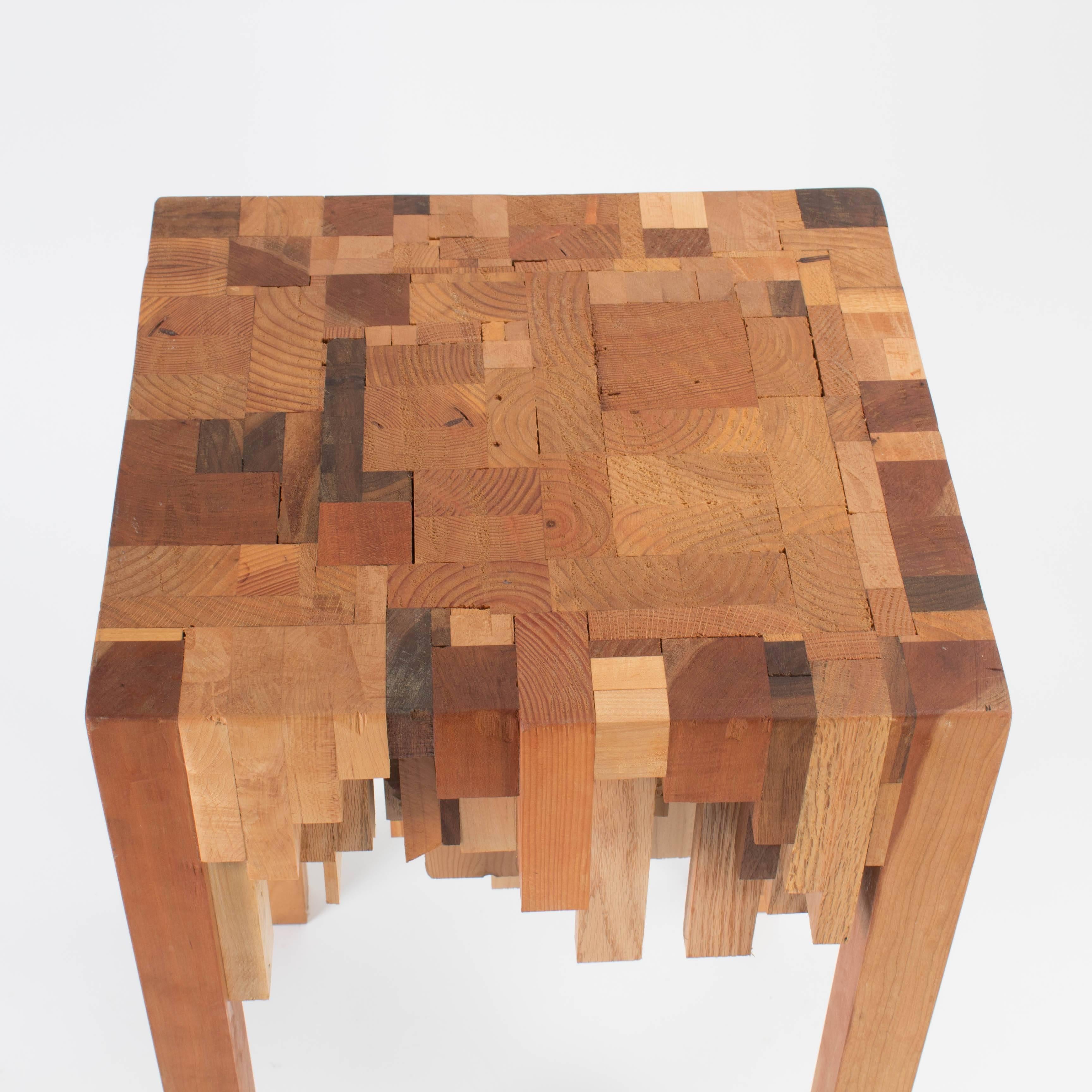 20th Century Wooden Pedestal Made from Different Kinds of Wood