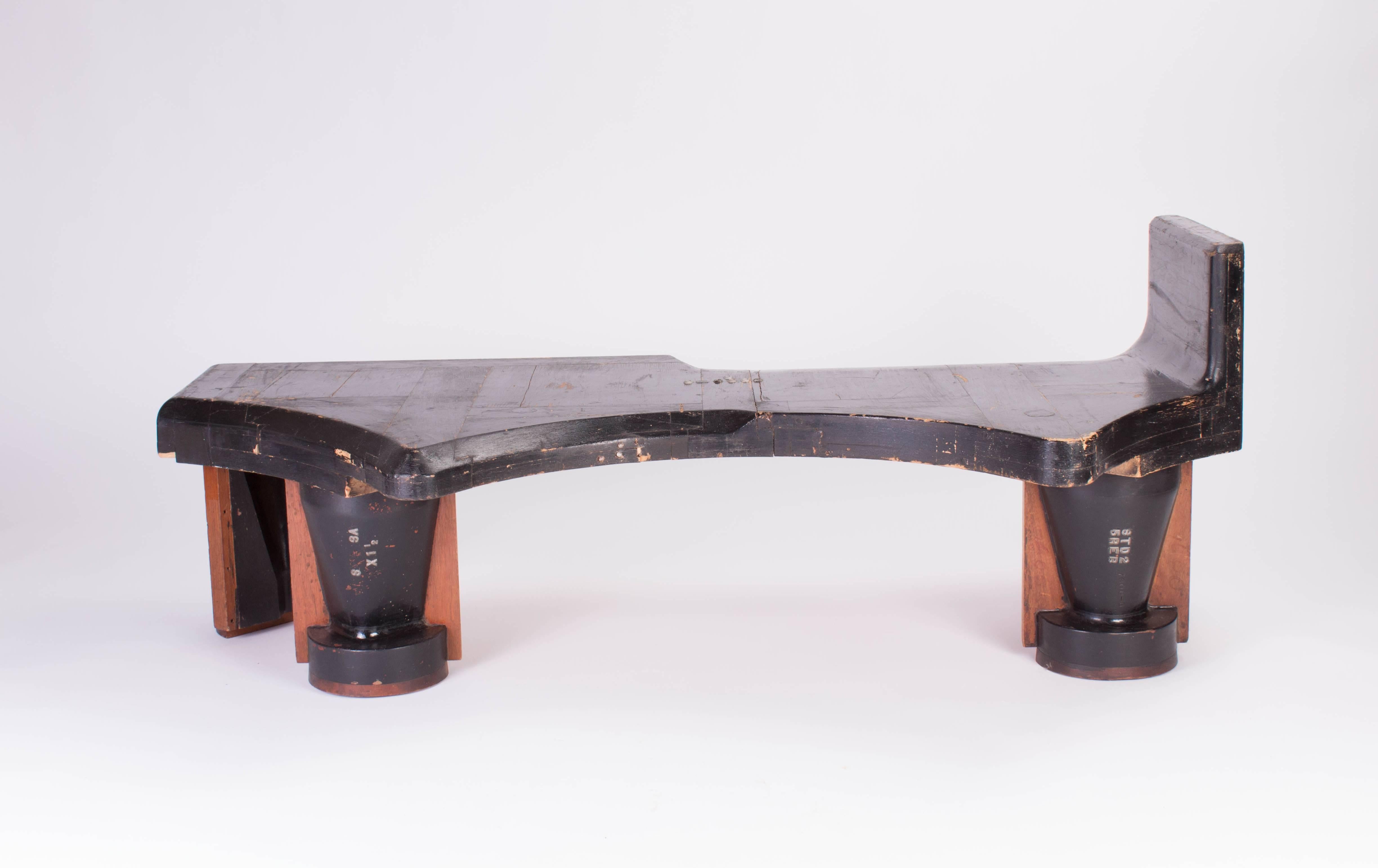 American coffee table made out of Industrial wooden molds.