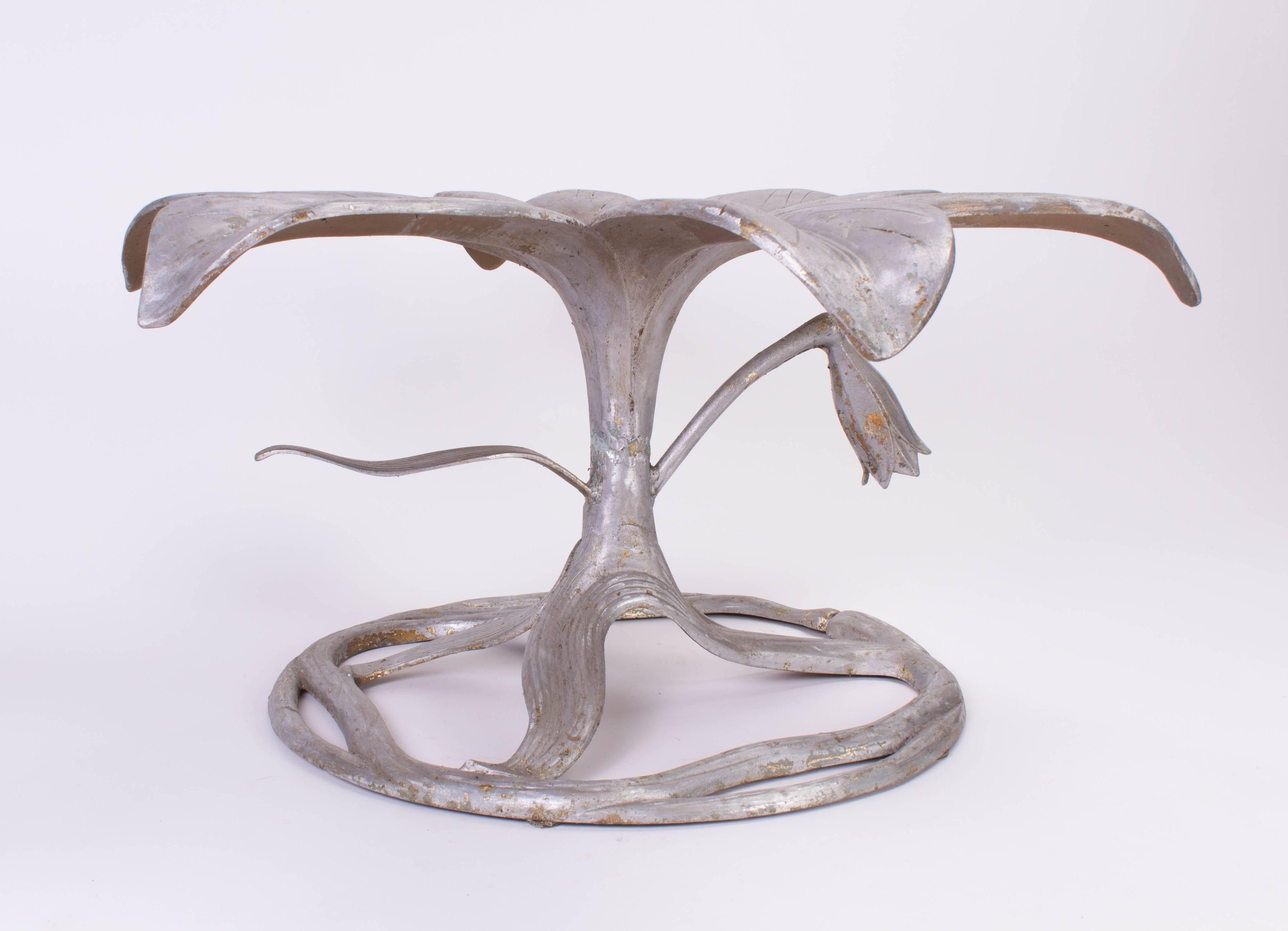 20th Century Arthur Court Coffee Table in Aluminium in the Shape of a Lily