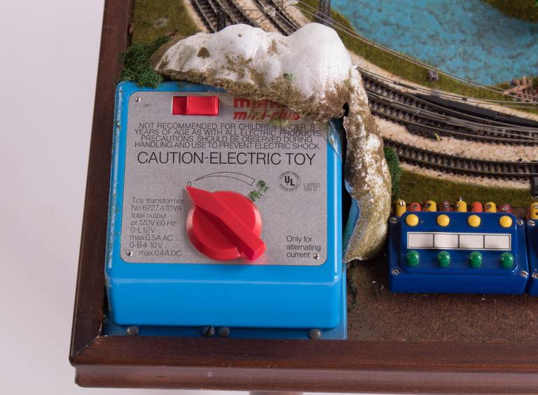 early 1970's German Märklin electrical Train Set Table under Perspex
