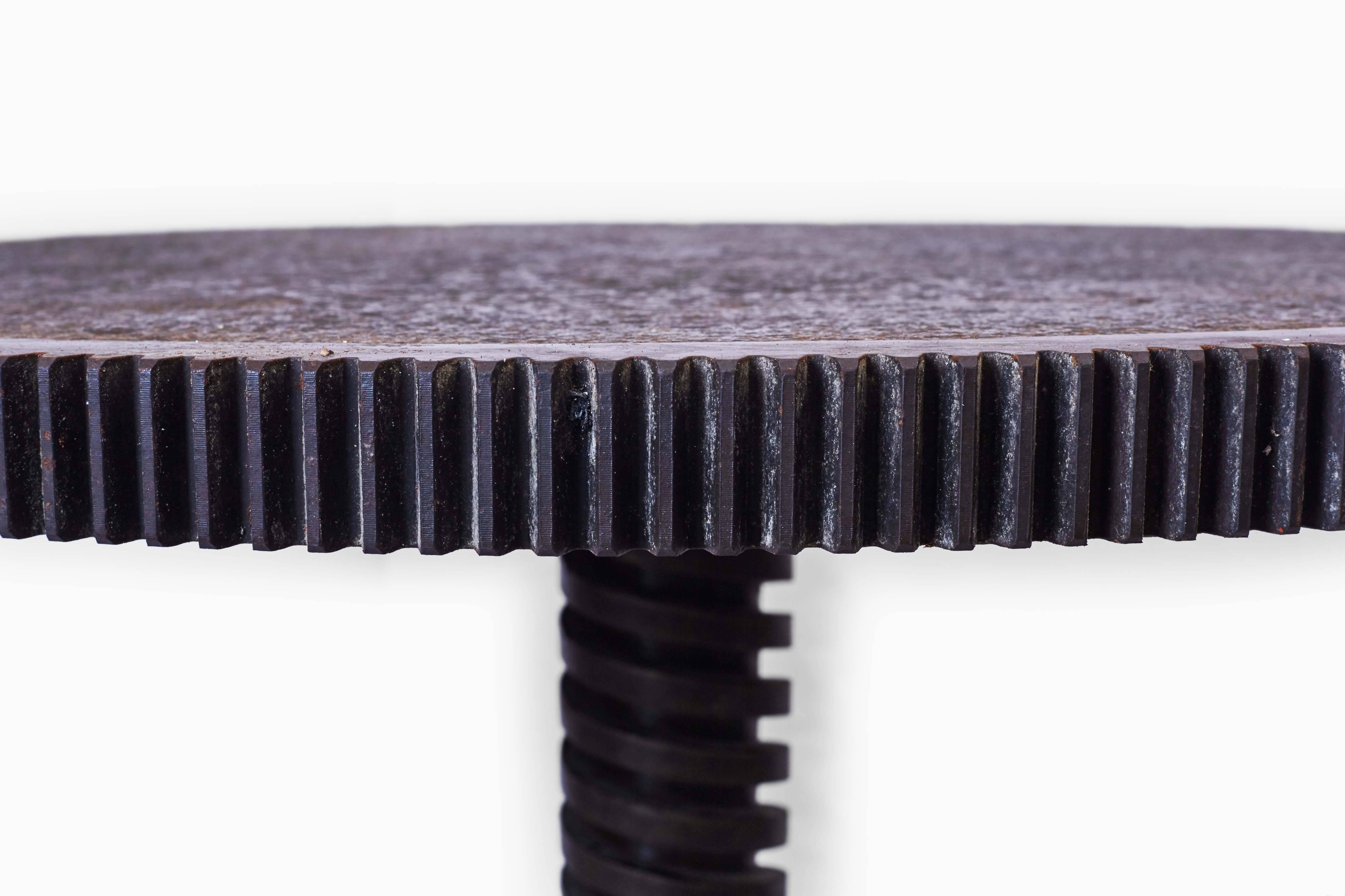 Balinese Contemporary Brutalist Iron Gear Table For Sale