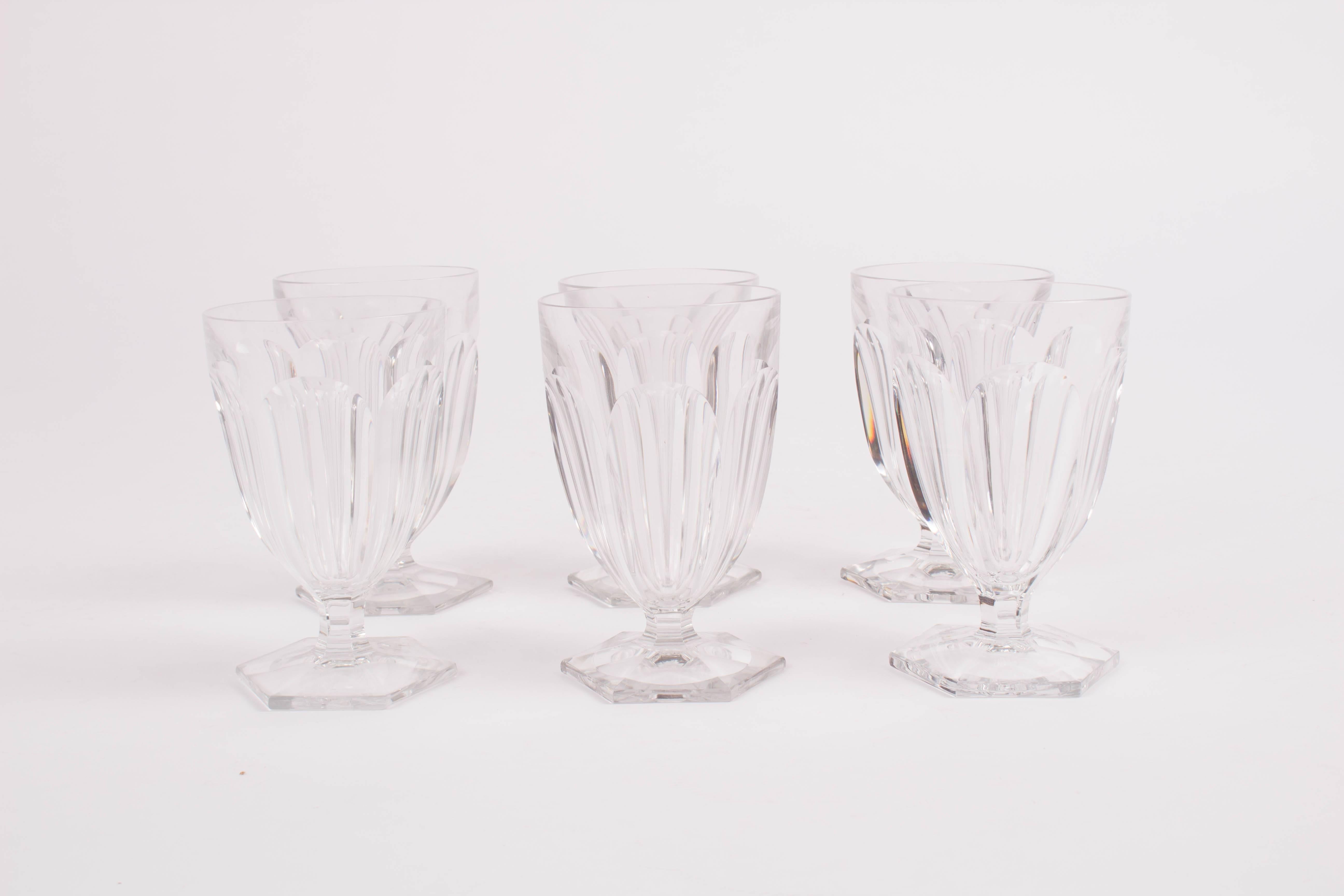 French Set of Six Baccarat Water Glasses
