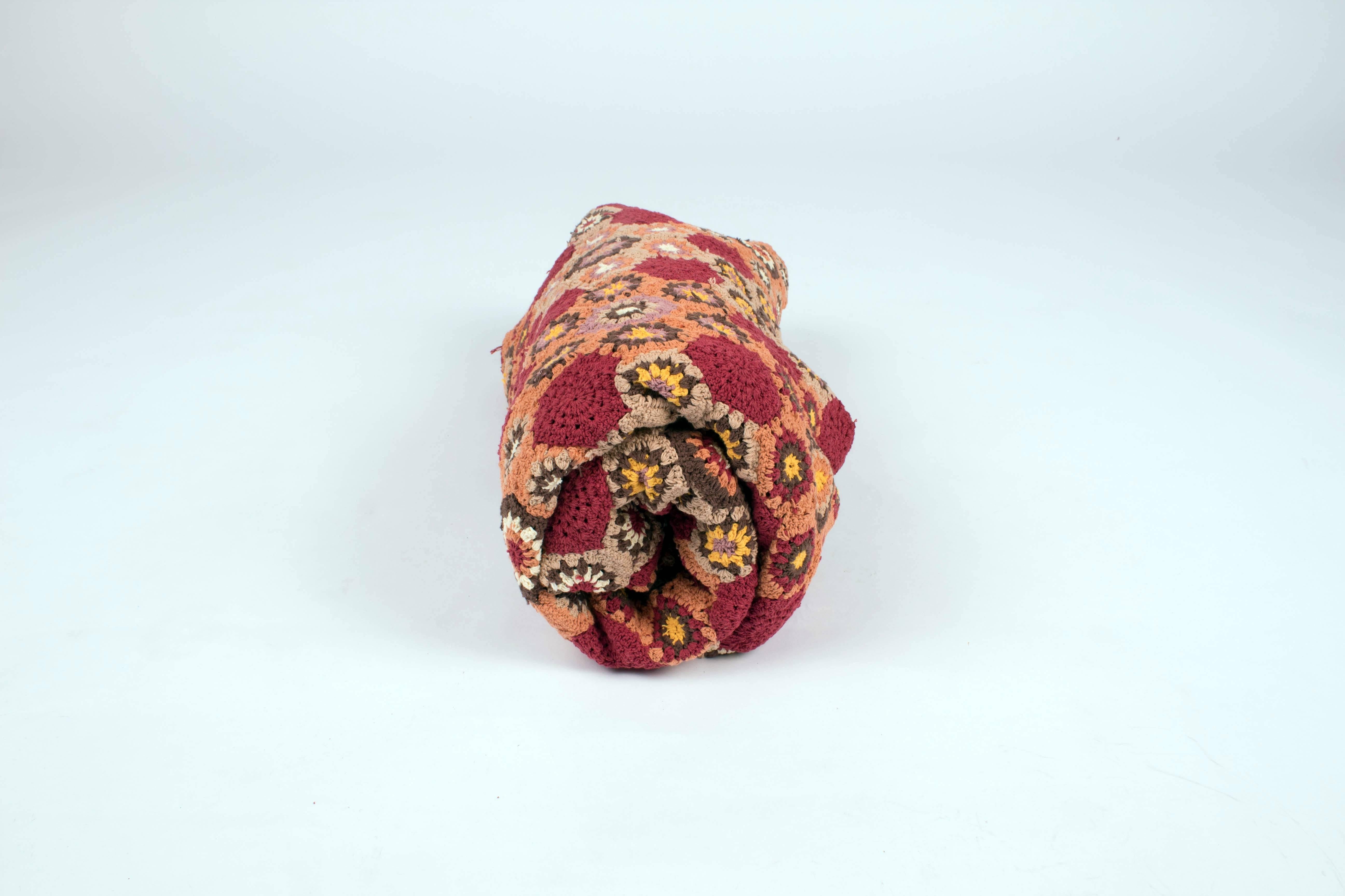 Crocheted medallion blanket designed by Kokon To Zai.
  