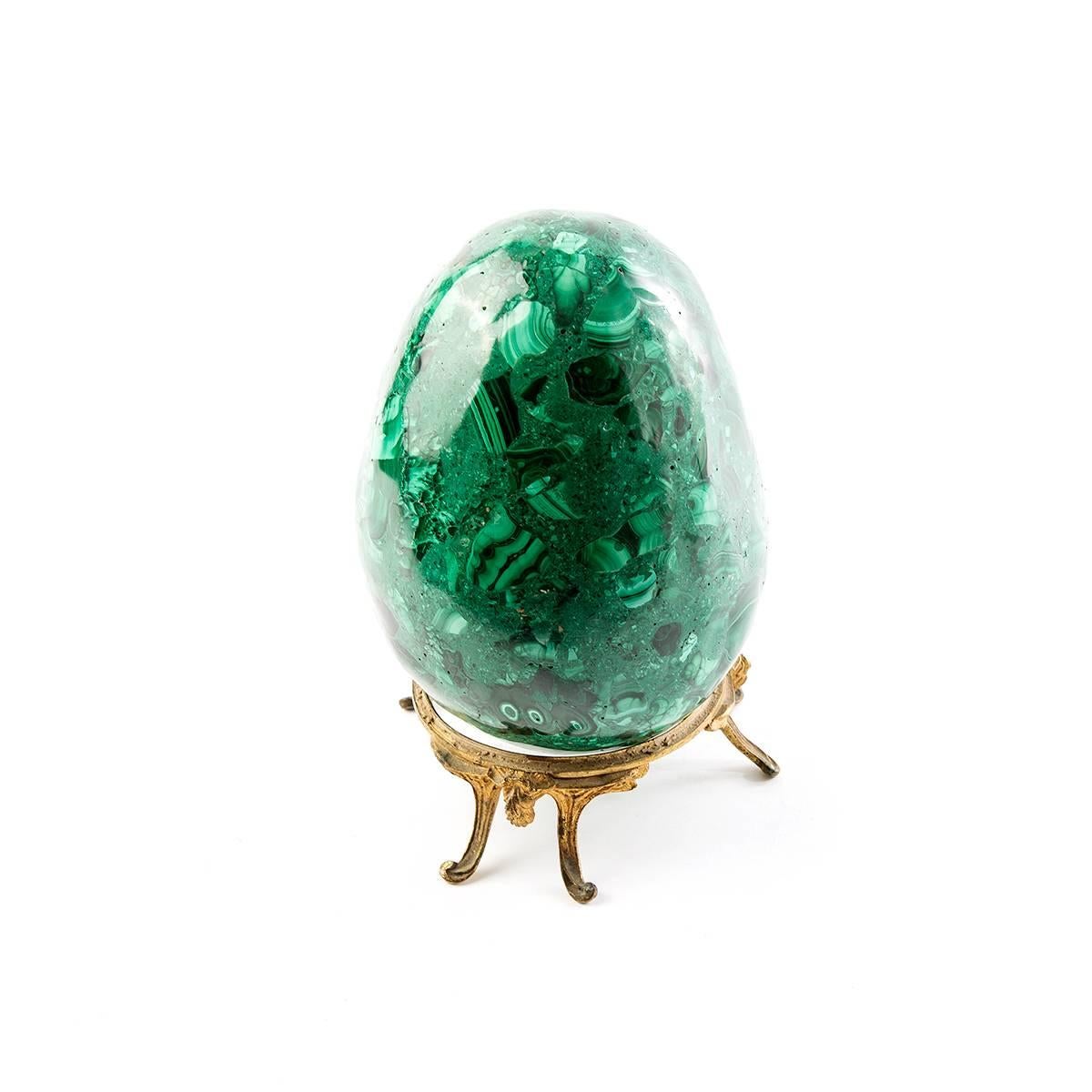 Modern Gorgeous Green Malachite Egg Carvings