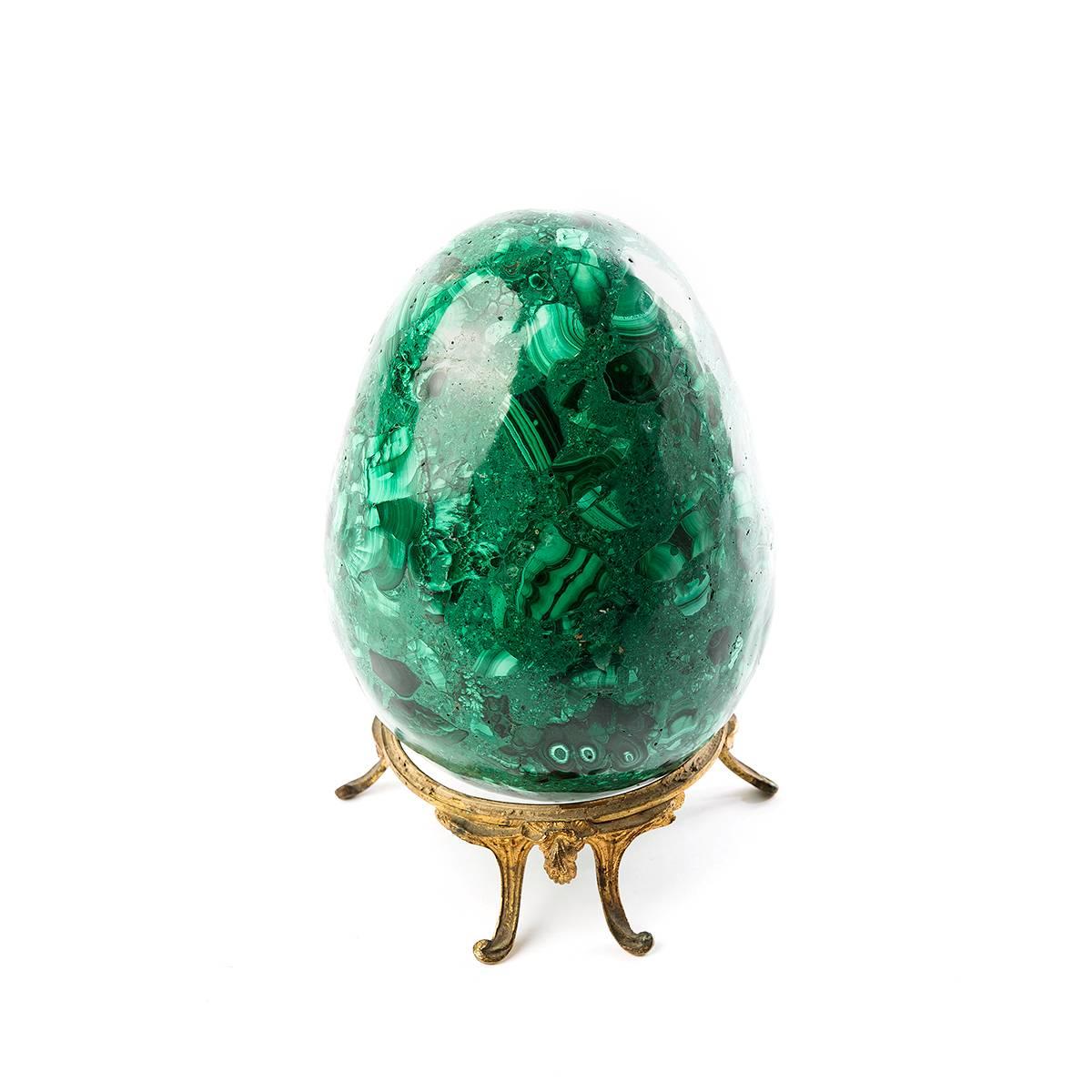 Polished Gorgeous Green Malachite Egg Carvings