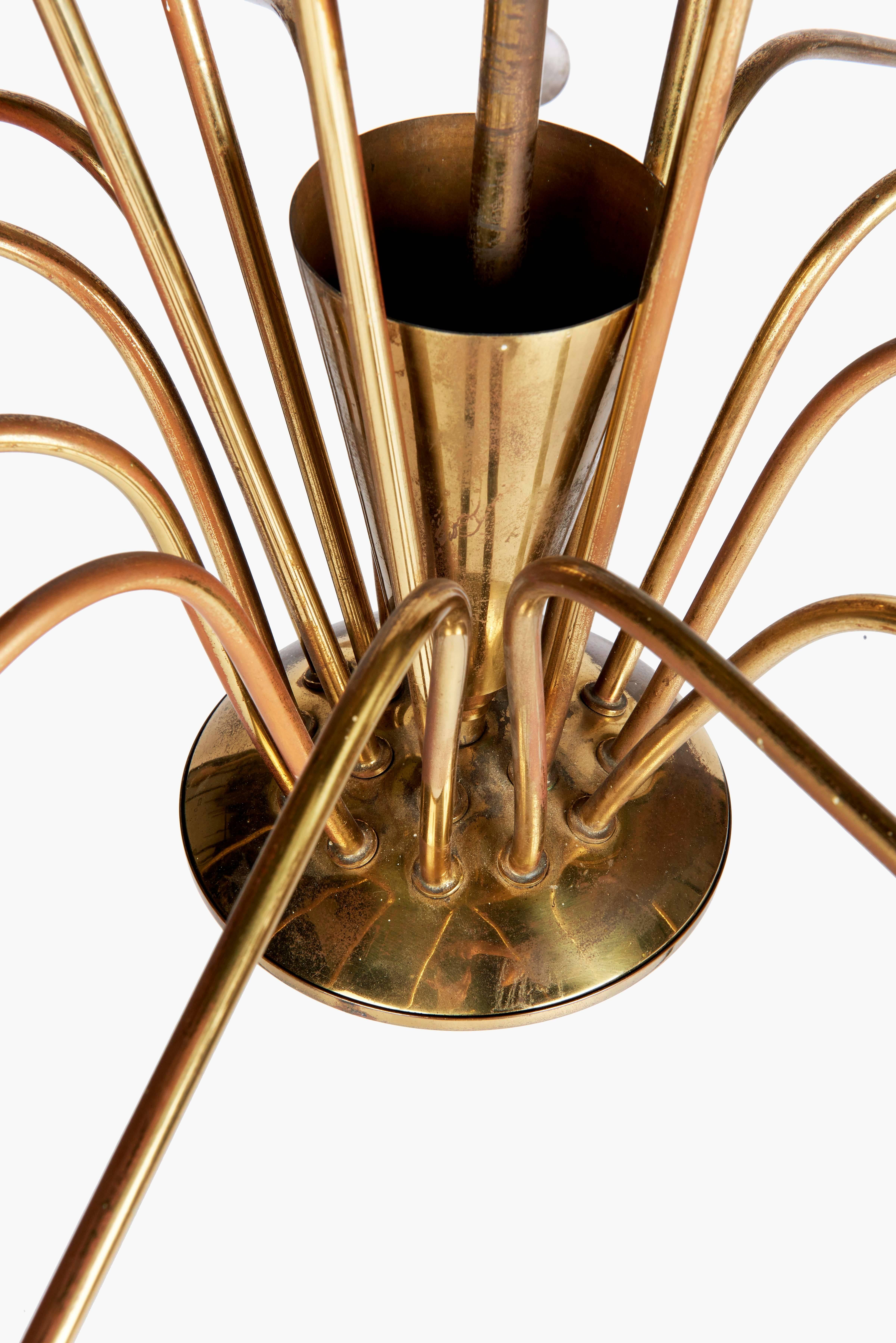 20th Century Mid-Century Italian Brass Chandelier For Sale