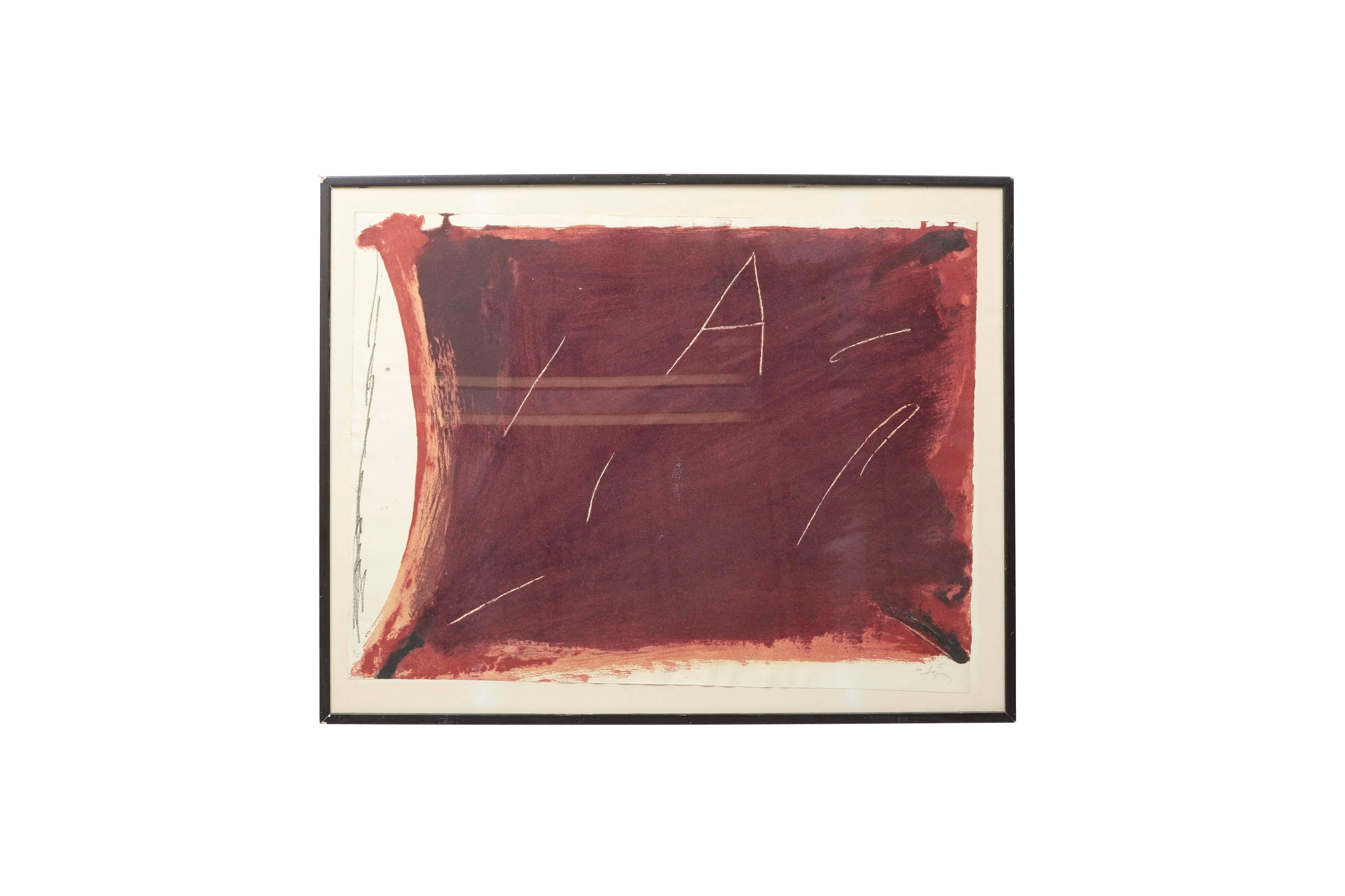 Spanish Color Etching by Antoni Tapies For Sale