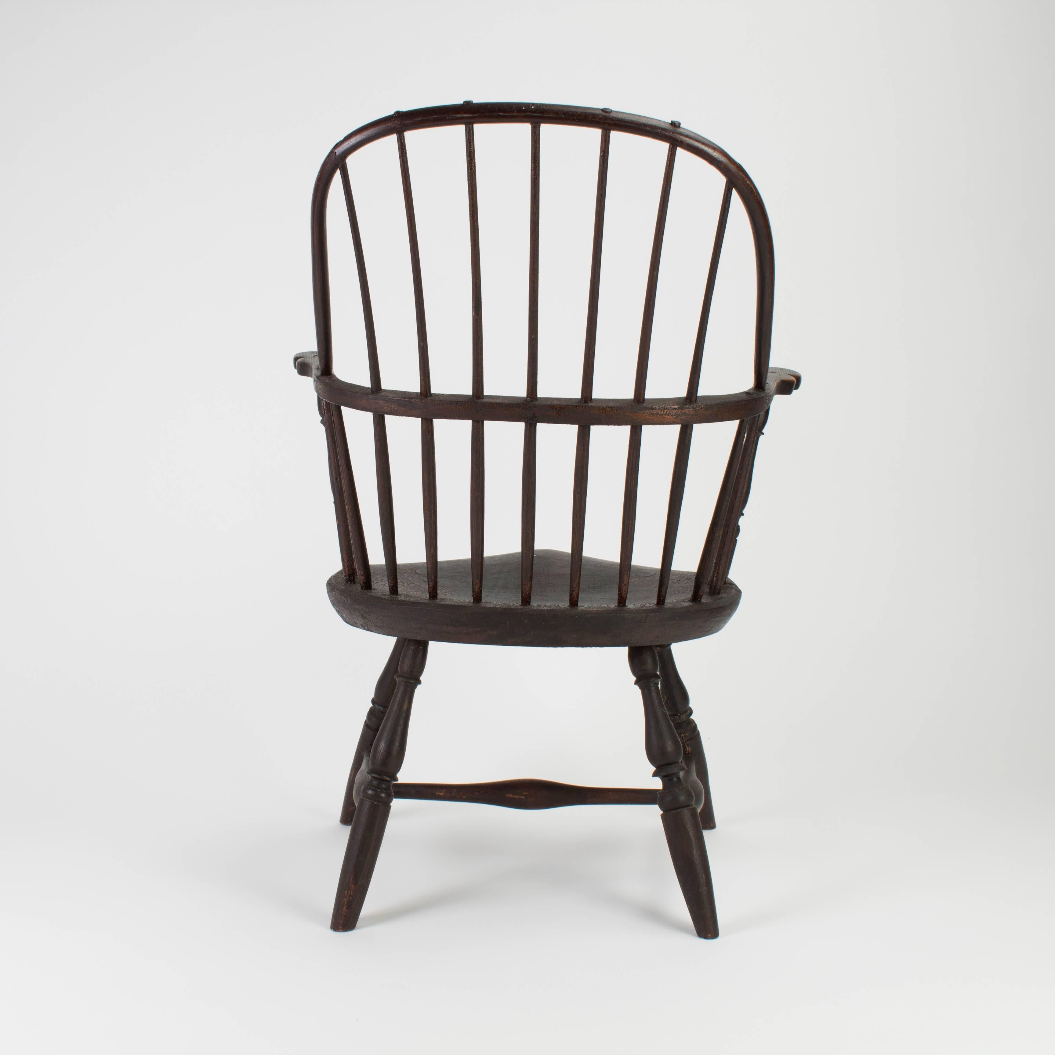 18th Century Pine and Hickory Black Windsor Armchair In Good Condition In Notting Hill, GB