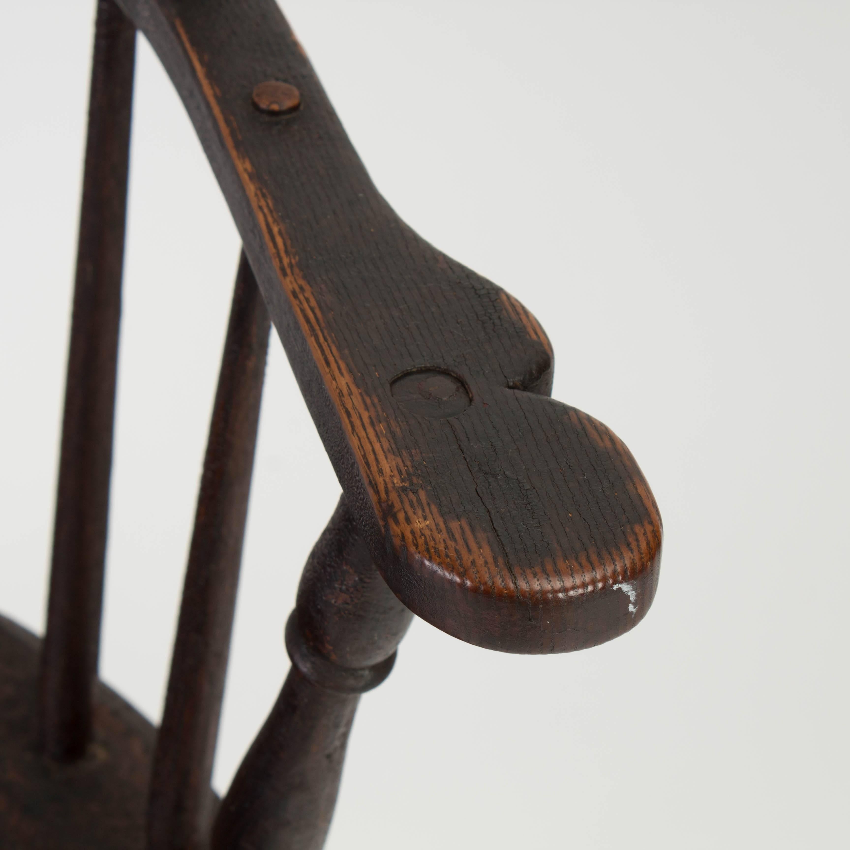 18th Century Pine and Hickory Black Windsor Armchair 2