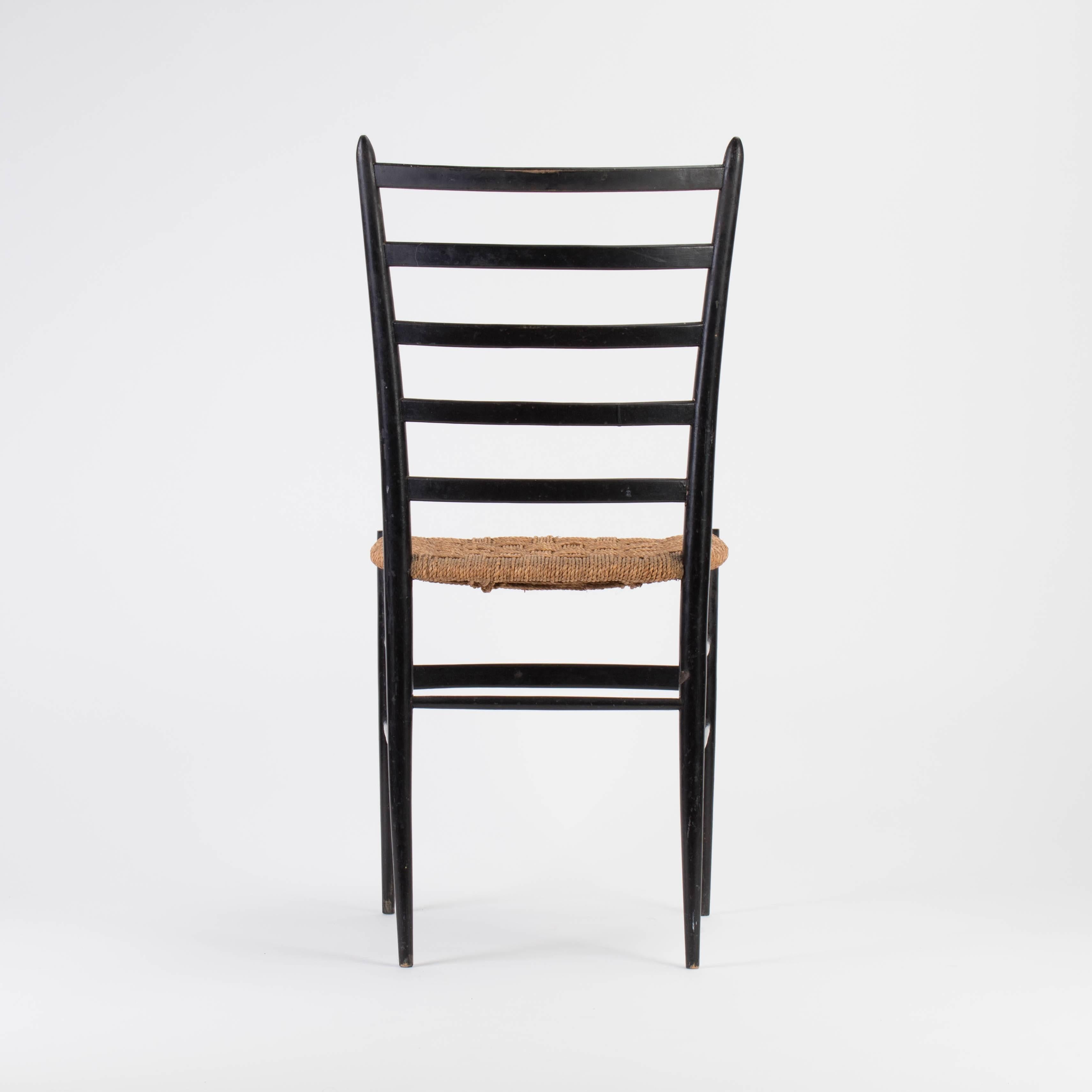 Two Ladder Back Chairs in the Style of Gio Ponti In Good Condition In Notting Hill, GB