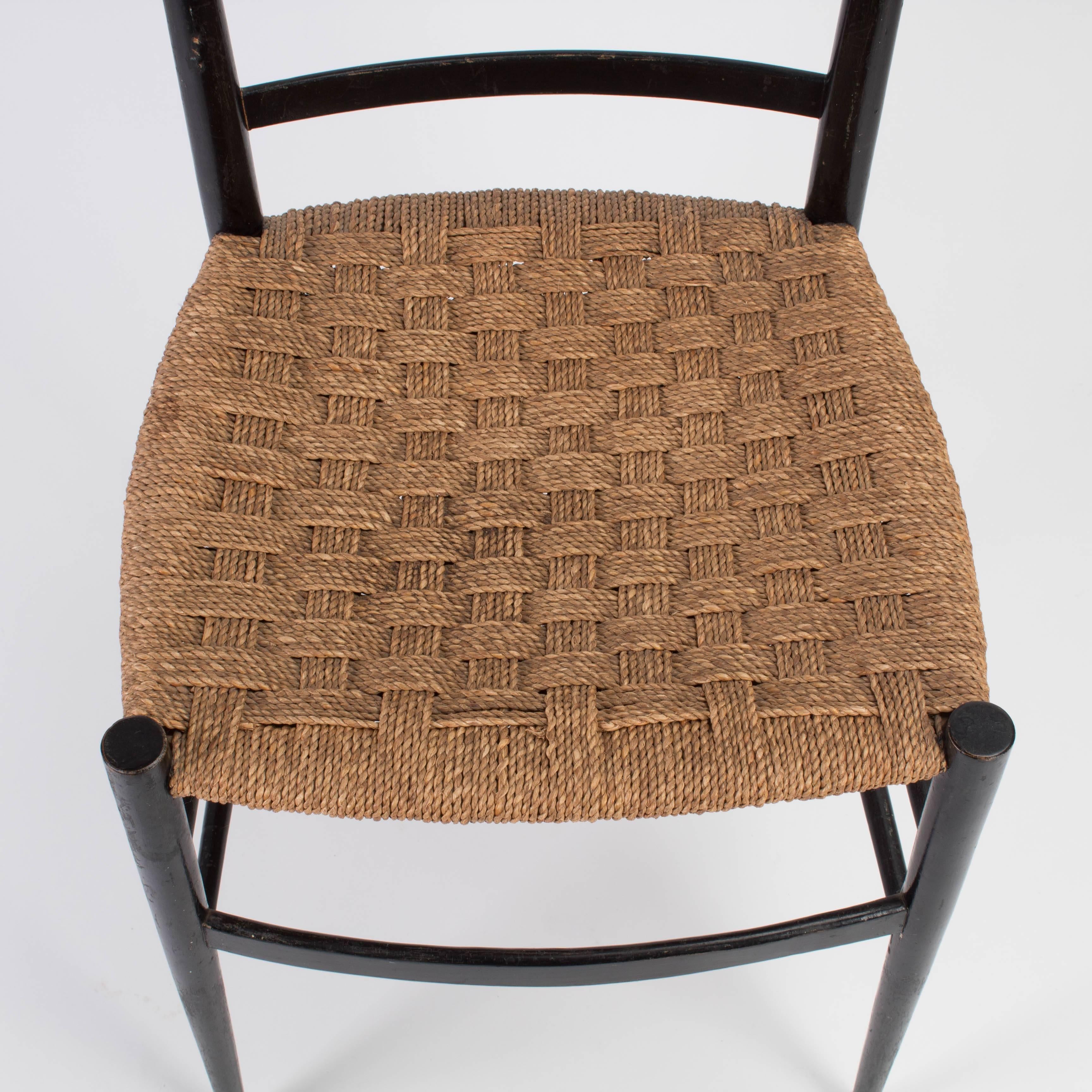 Rush Two Ladder Back Chairs in the Style of Gio Ponti