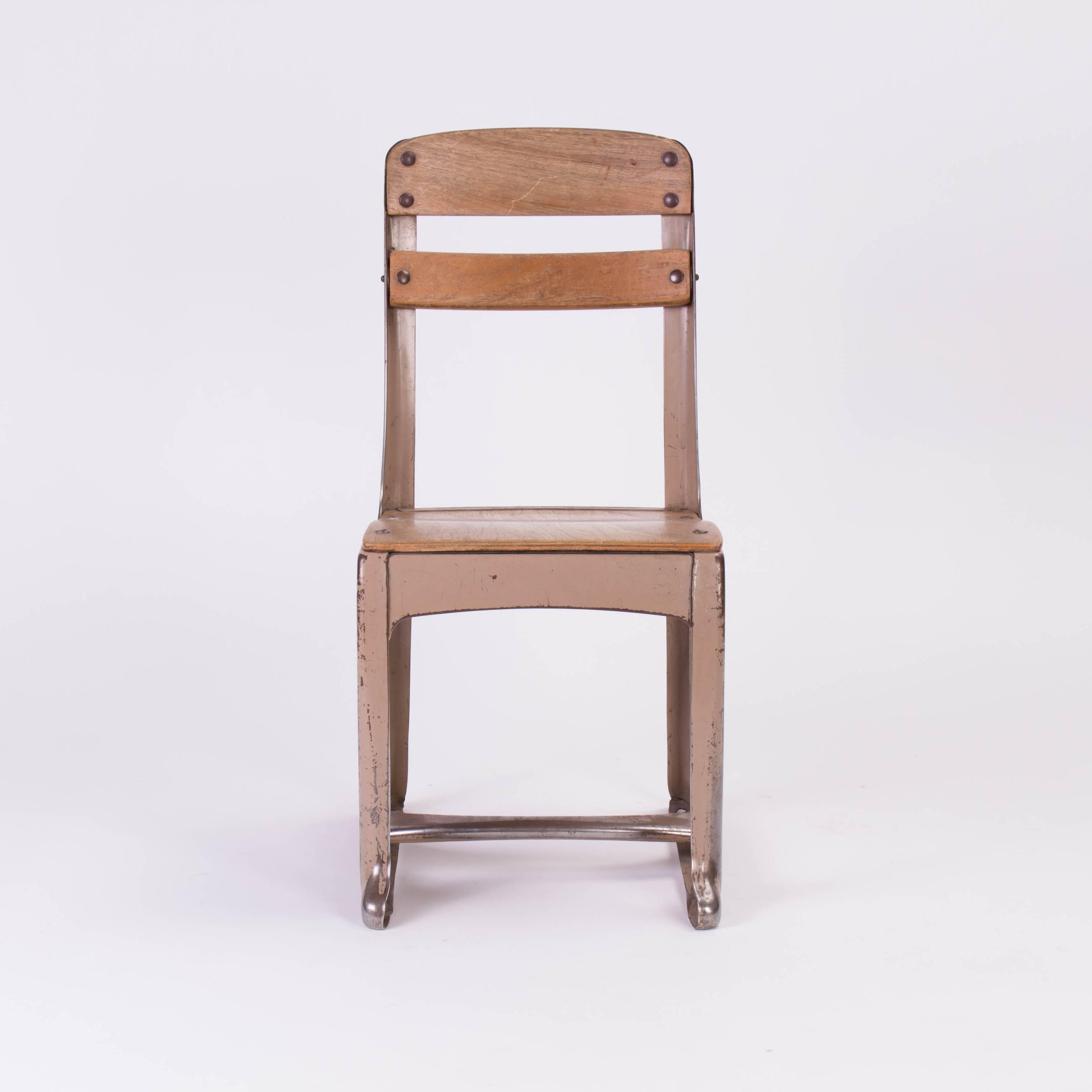 American Three Industrial Mid-Century Children's School Chairs For Sale