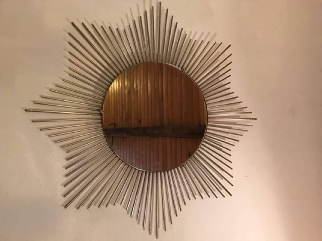 Pair of 1970s French Sunburst Mirror In Good Condition In London, GB
