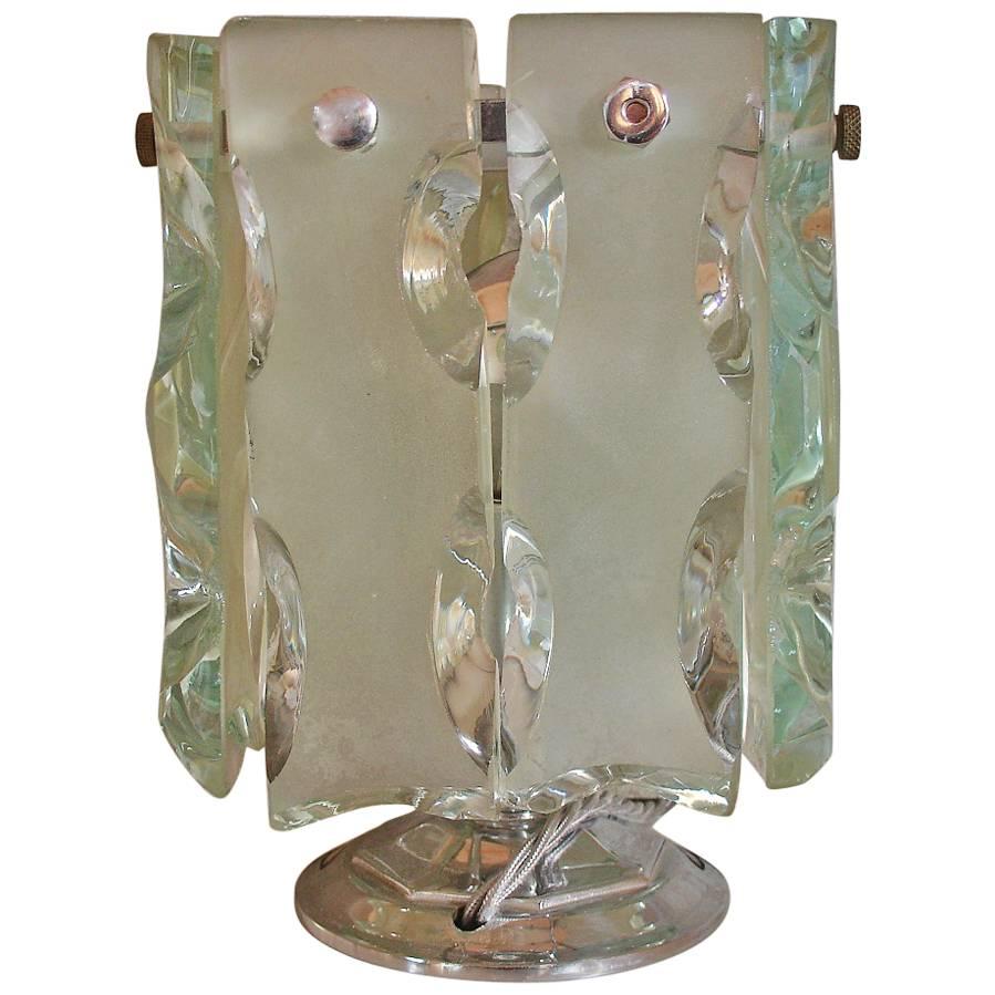 1960s Italian Chiselled Glass Lamp