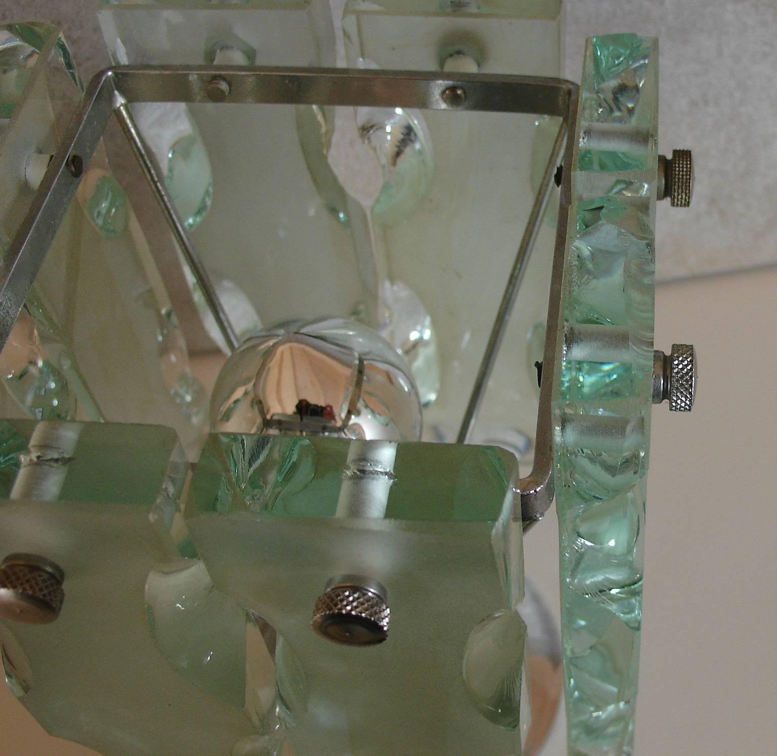 1960s Italian Chiselled Glass Lamp In Good Condition In London, GB