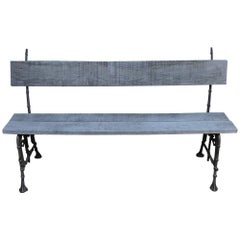19th Century French Cast Iron and Oak Bench