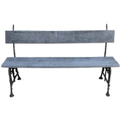 Antique 19th Century French Cast Iron and Oak Bench