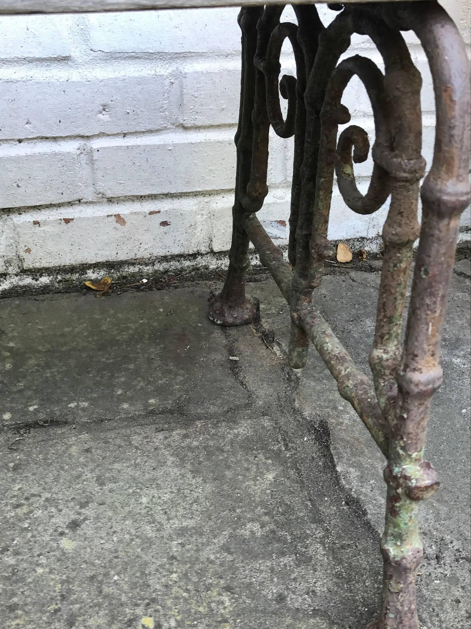 19th Century French Cast Iron and Oak Bench For Sale 2