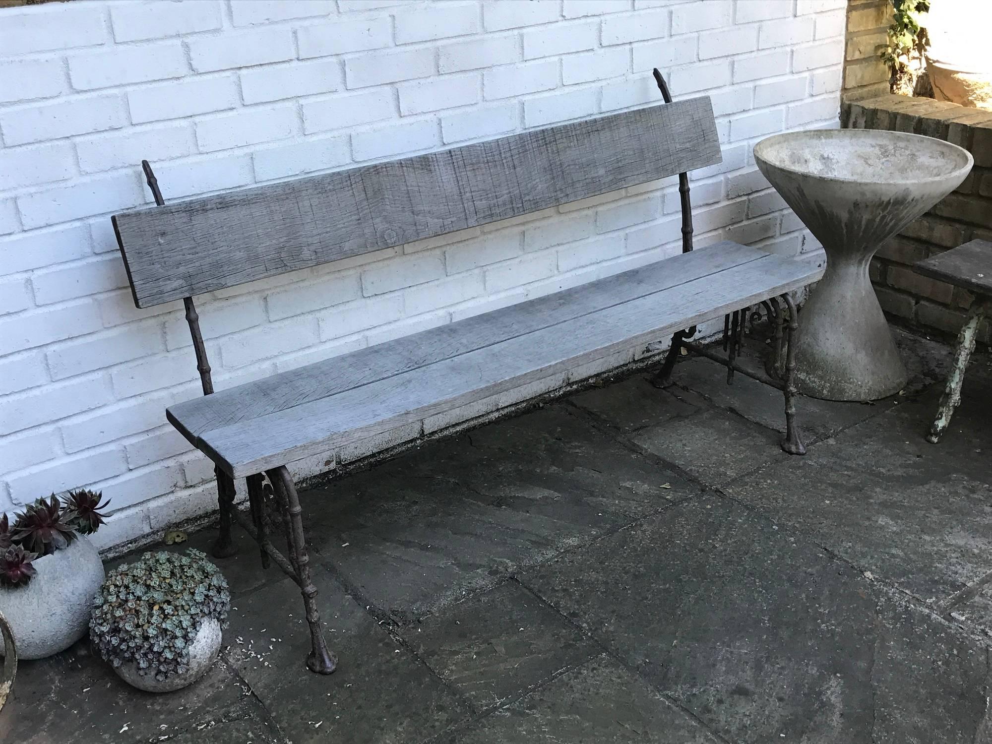 19th Century French Cast Iron and Oak Bench For Sale 3
