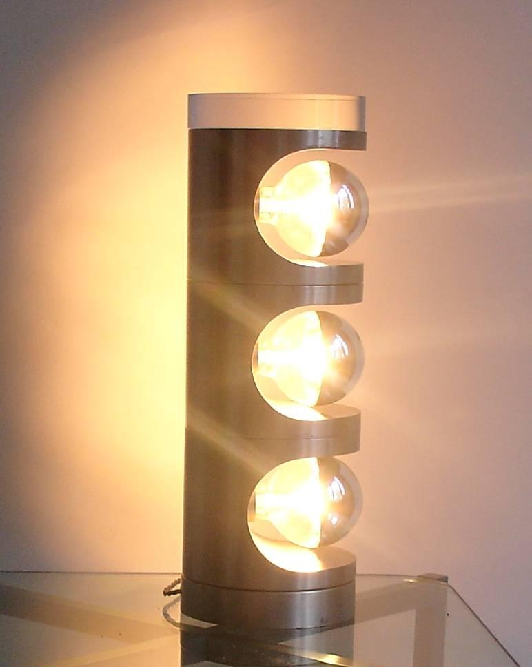 Unusual Brushed Steel and Perspex/Lucite Rotating Table Lamp, French circa 1970s For Sale 1