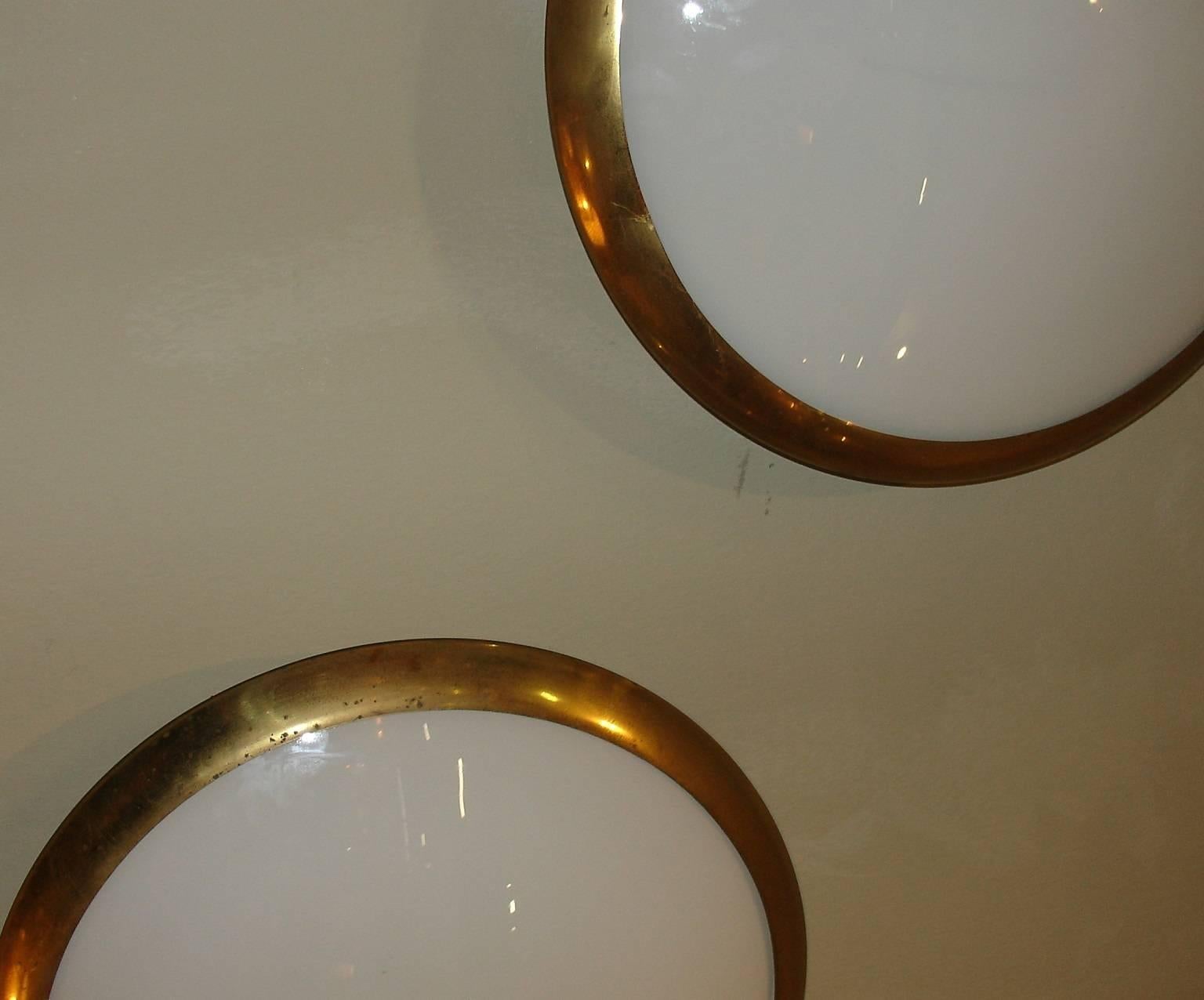 Pair of Fontana Arte Ceiling/Plafonniers/Wall Lights, Italian, 1960s In Good Condition In London, GB
