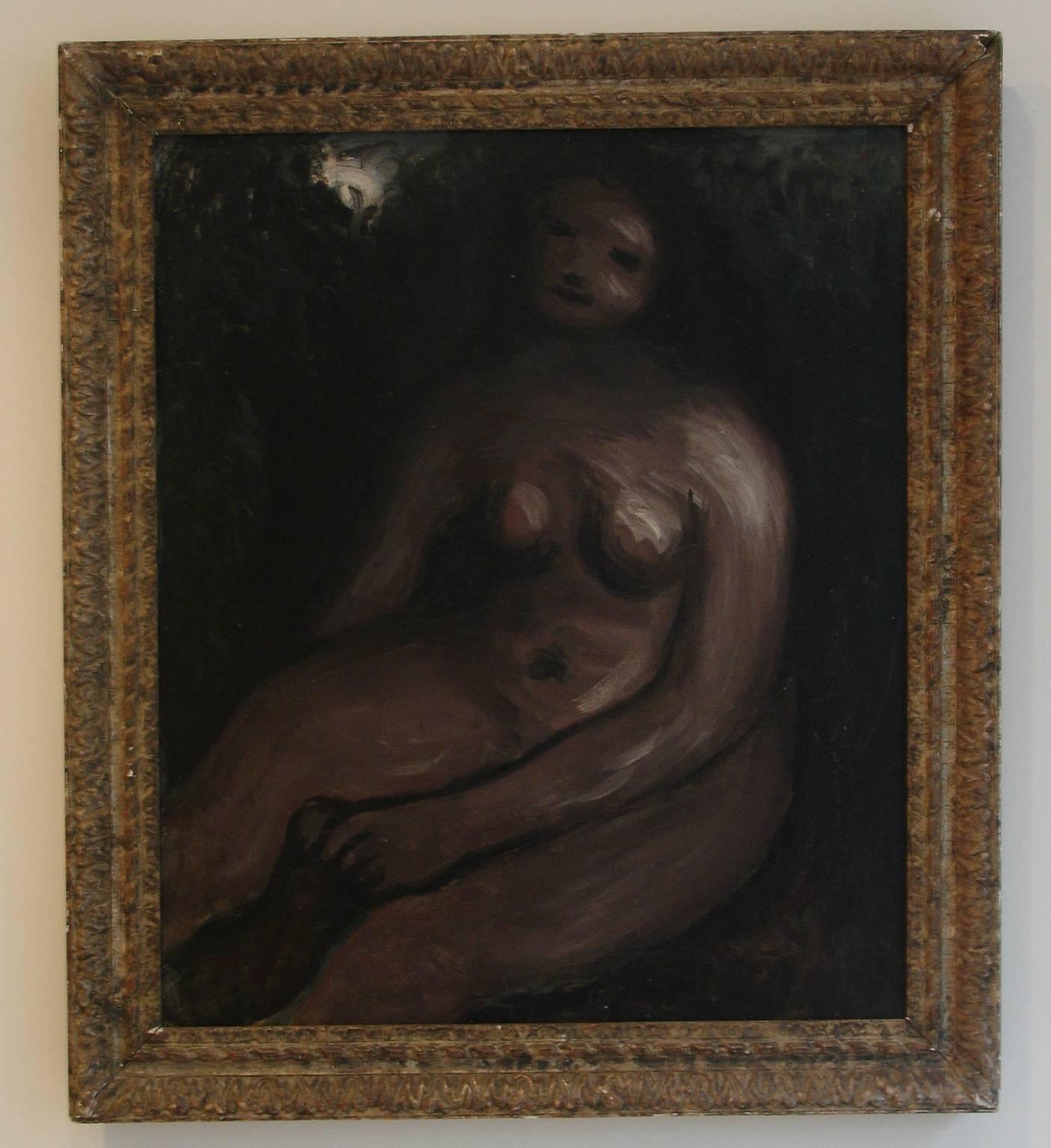 Painted   20th Century Bernard Meninsky Rare Nude by Oil on Canvas British School For Sale