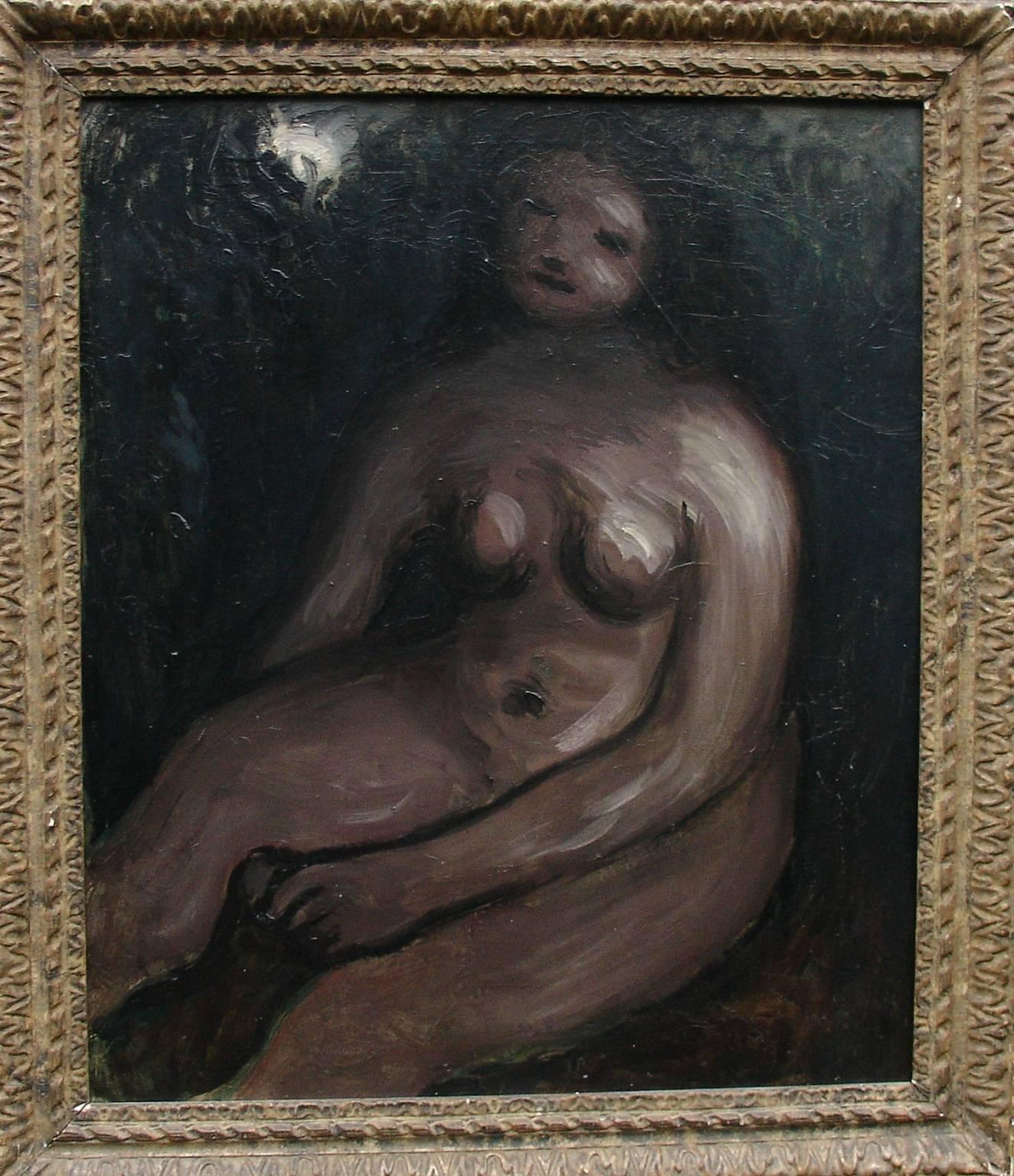  20th Century Bernard Meninsky Rare Nude by Oil on Canvas British School In Good Condition For Sale In London, GB