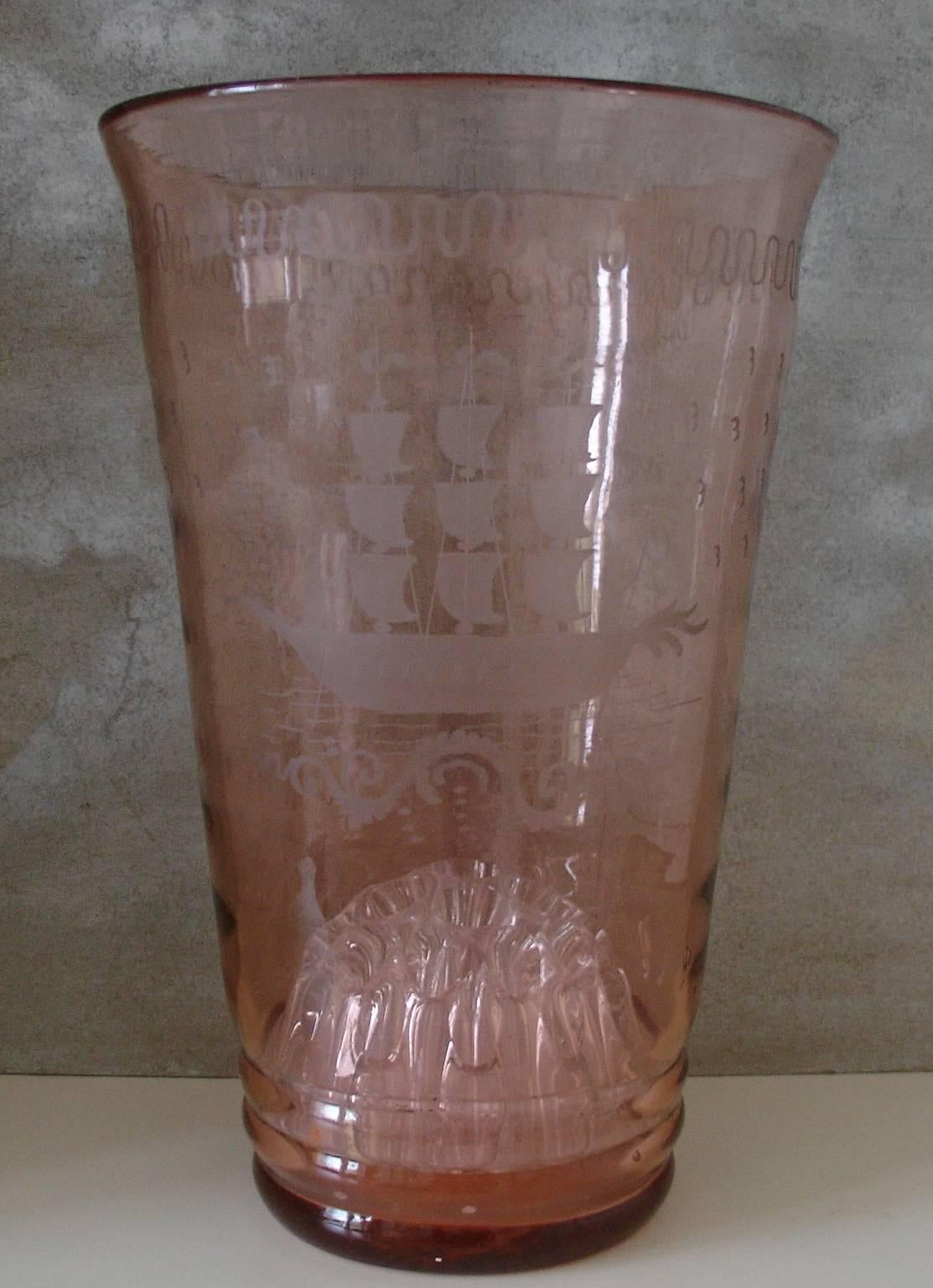 etched pink glass