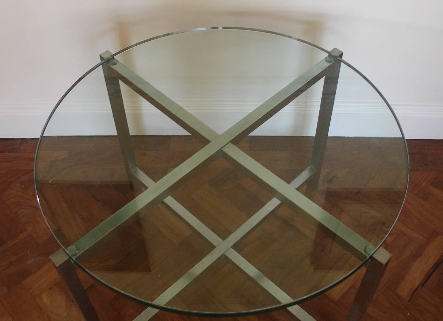 Mid-Century Modern 1930's Jacques Adnet Nickel and Glass Coffee/Side/End/Centre Table