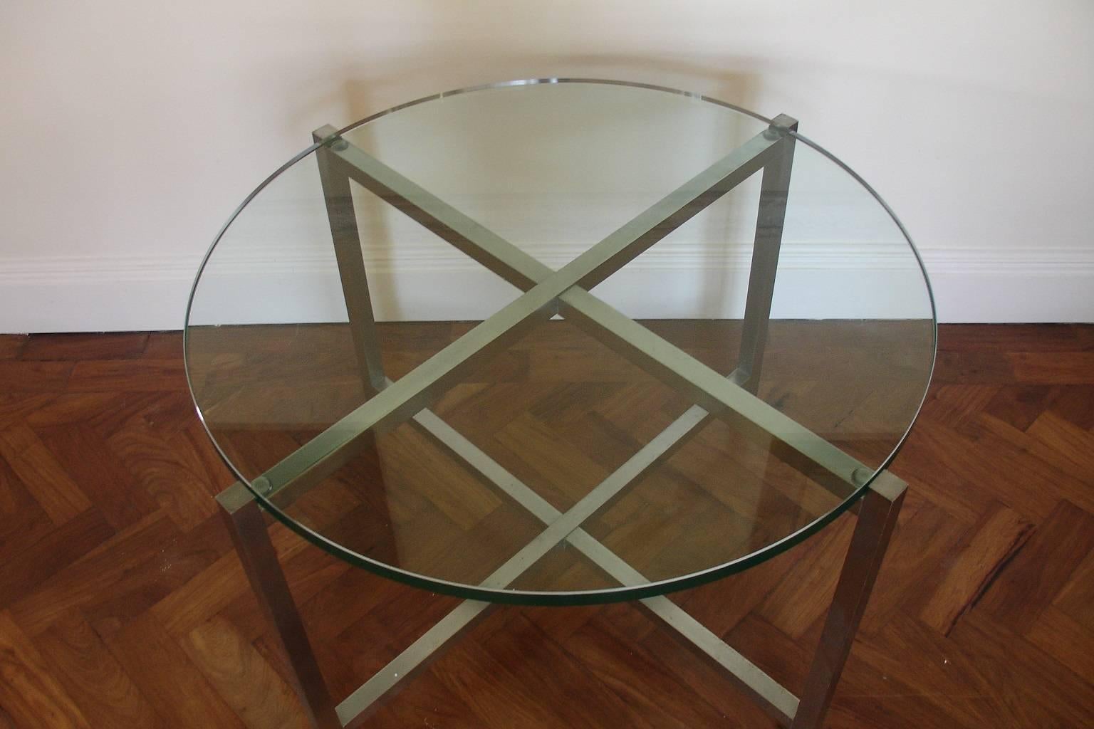 French 1930's Jacques Adnet Nickel and Glass Coffee/Side/End/Centre Table