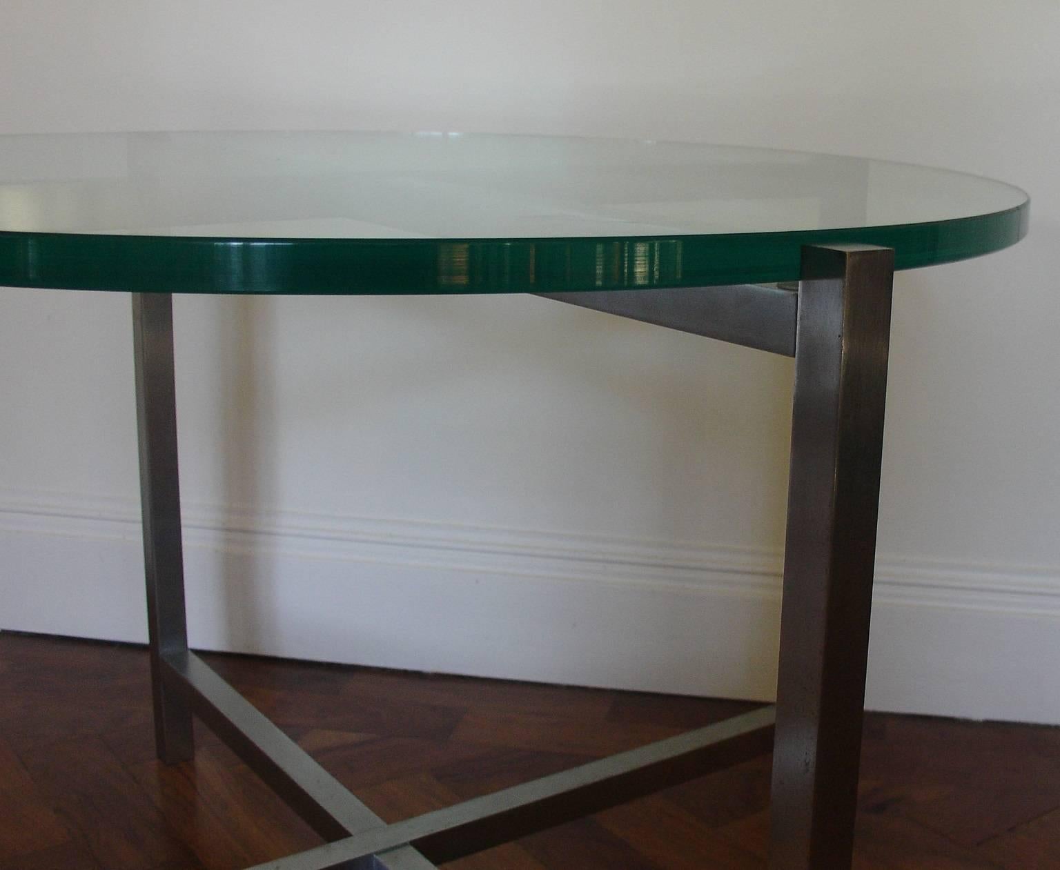 1930's Jacques Adnet Nickel and Glass Coffee/Side/End/Centre Table In Good Condition In London, GB