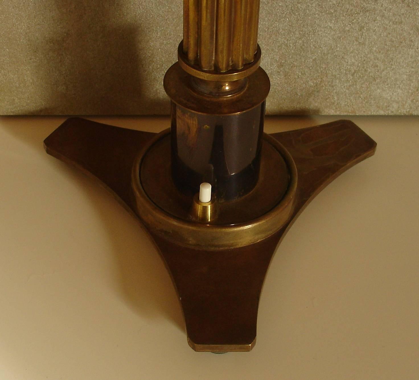 Mid-Century Modern 1950's French Bronze Patinated Elegant Table Lamp,  For Sale