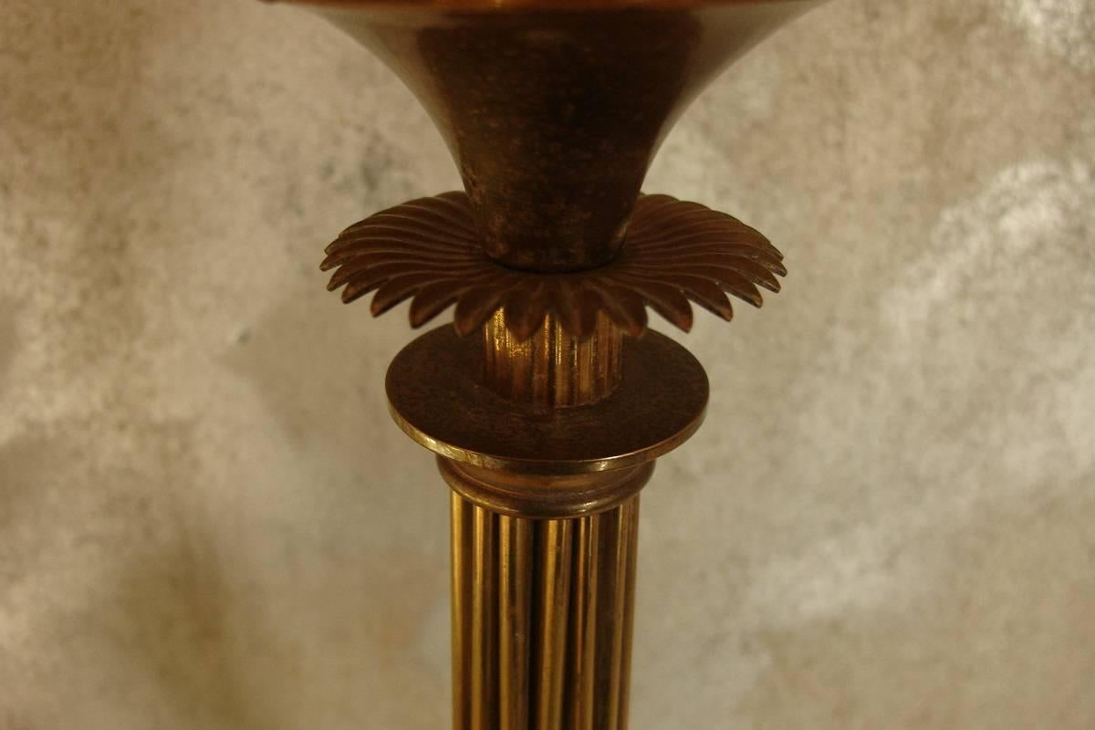 20th Century 1950's French Bronze Patinated Elegant Table Lamp,  For Sale