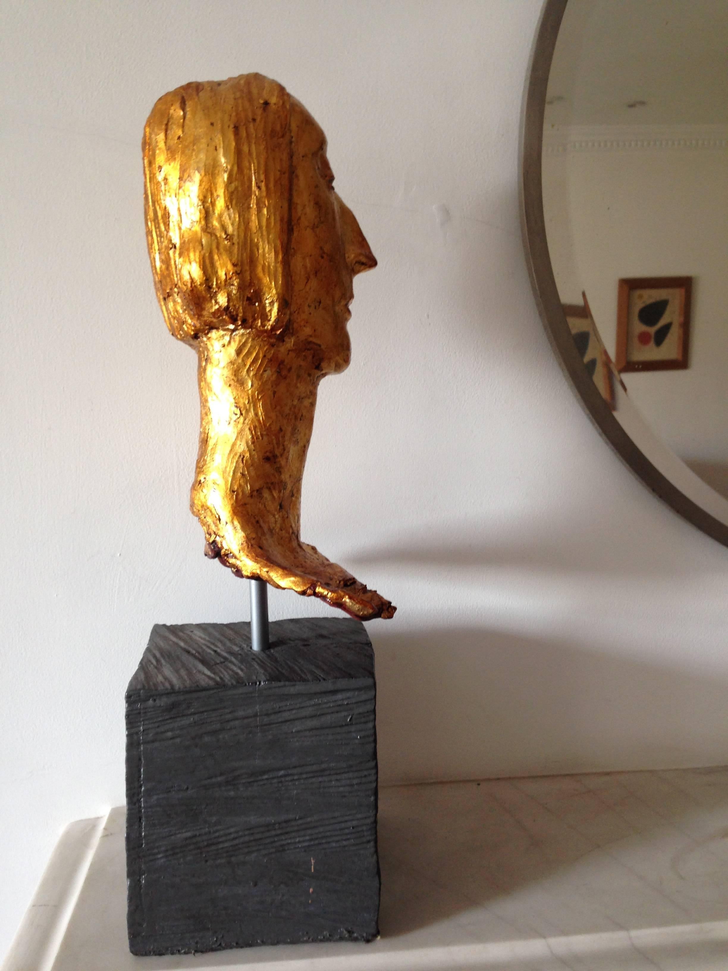 Modern Contemporary Sculpture gilded ceramic Edith Sitwell Sculpture by Simon Toone