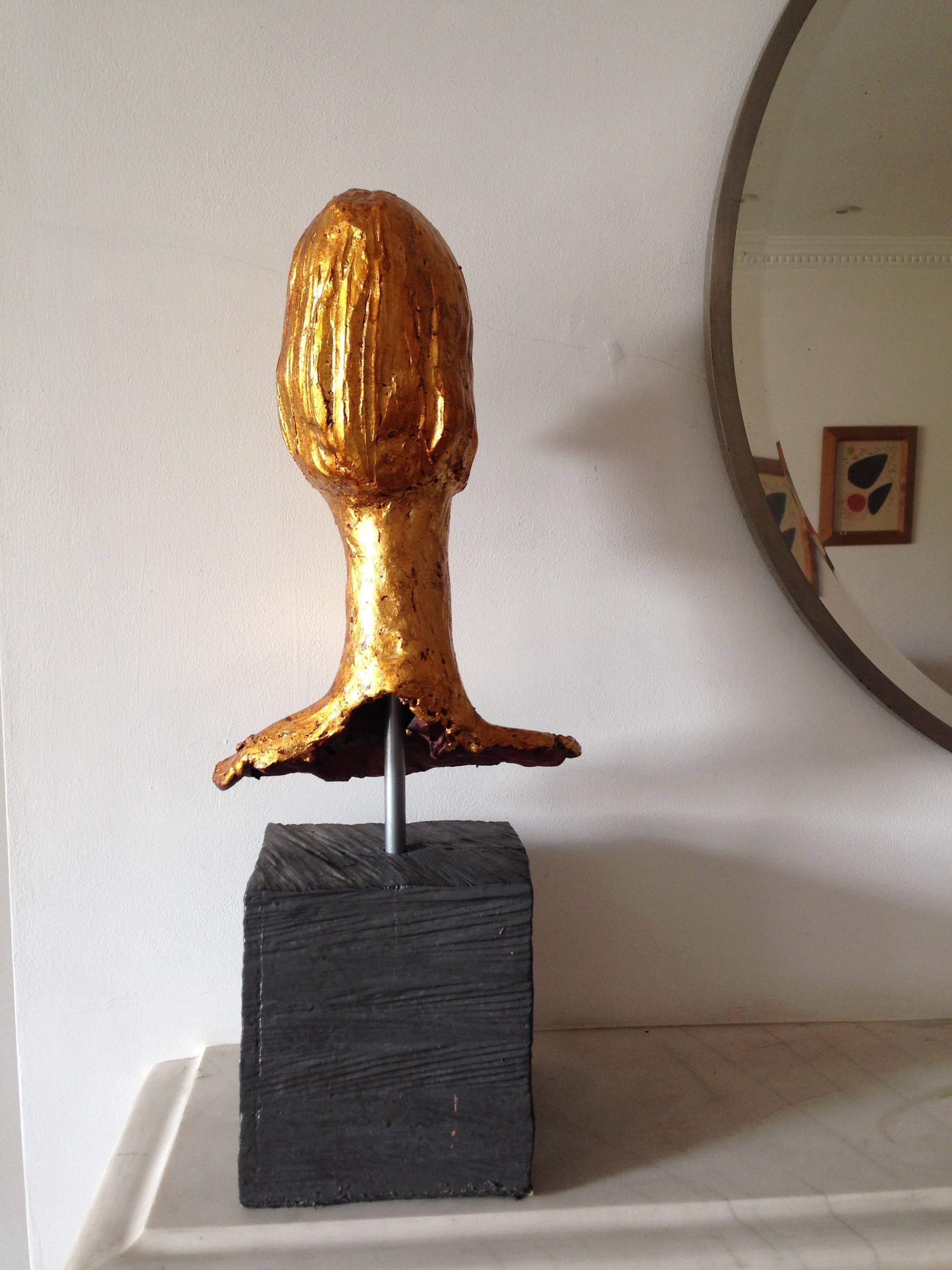 English Contemporary Sculpture gilded ceramic Edith Sitwell Sculpture by Simon Toone