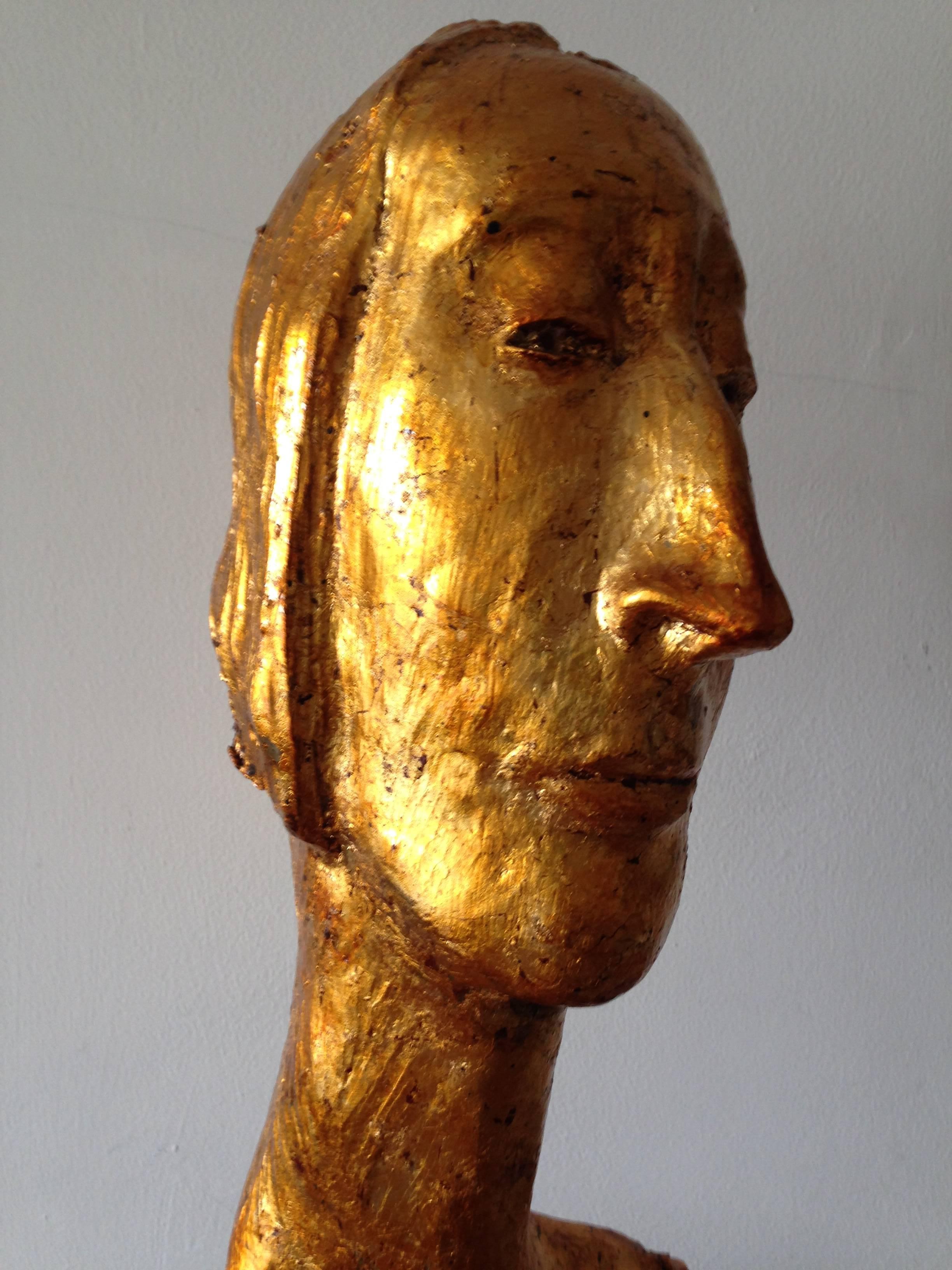 Contemporary Sculpture gilded ceramic Edith Sitwell Sculpture by Simon Toone In Good Condition In London, GB