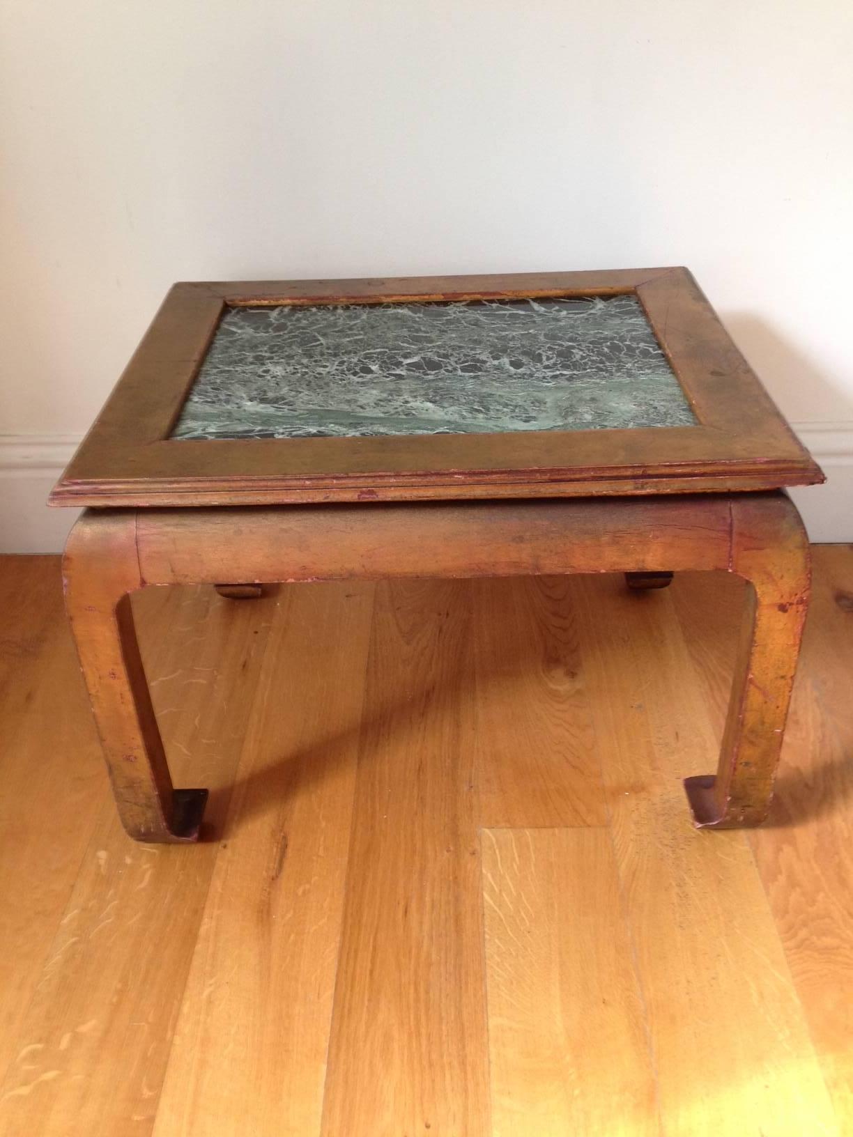 Pair of Laquered Wood and Marble Side Tables Bouts de Canape, French, circa 1940 For Sale 1